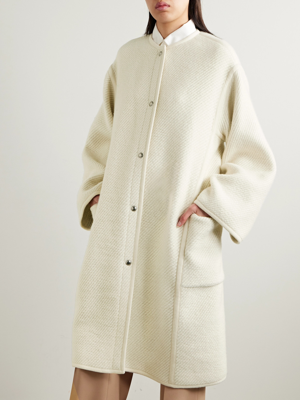 Shop Loro Piana Silk, Wool, Cashmere And Linen-blend Coat In White