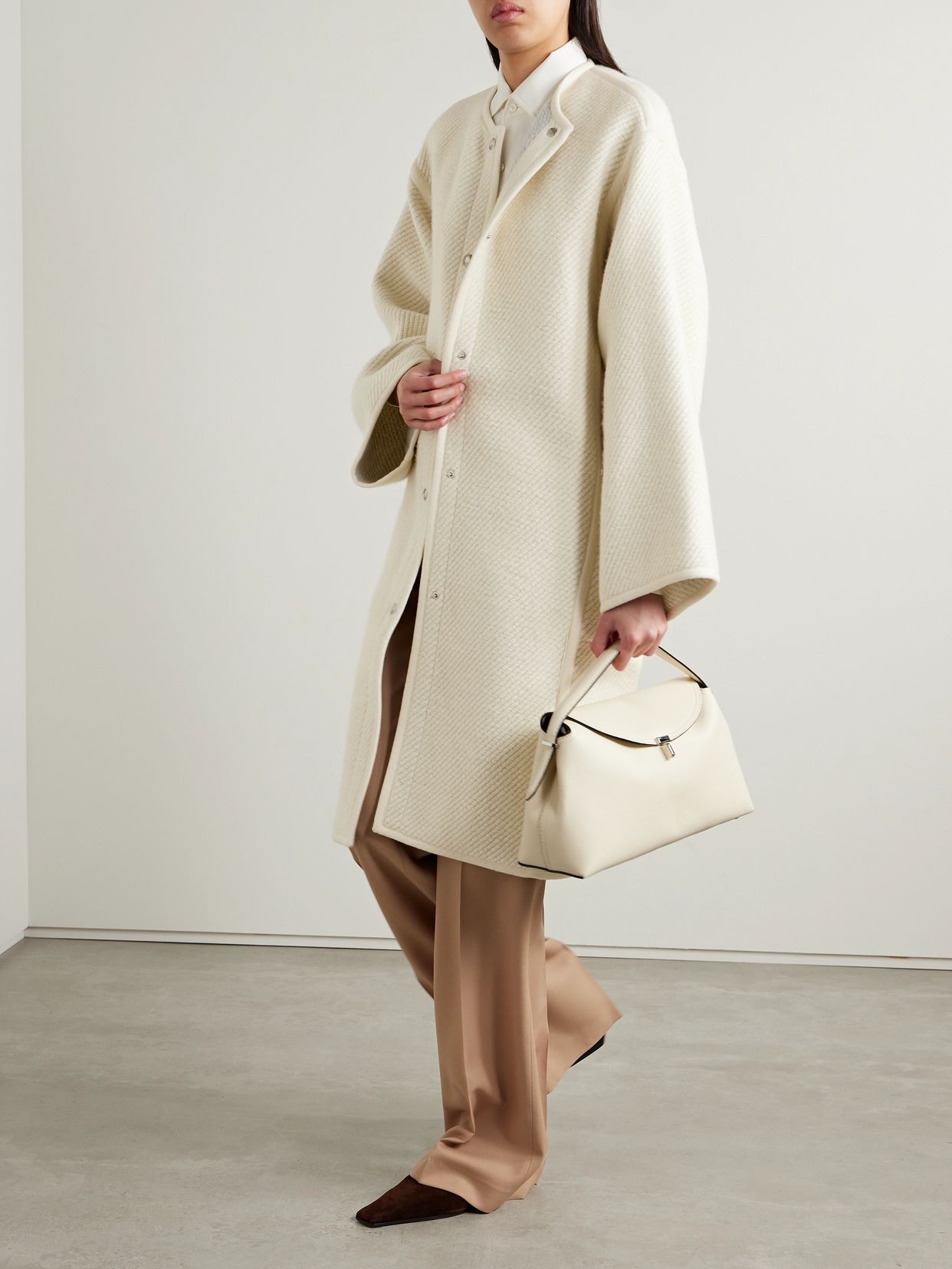 LOROPIANA 실크 울 캐시미어 리넨 혼합 코트