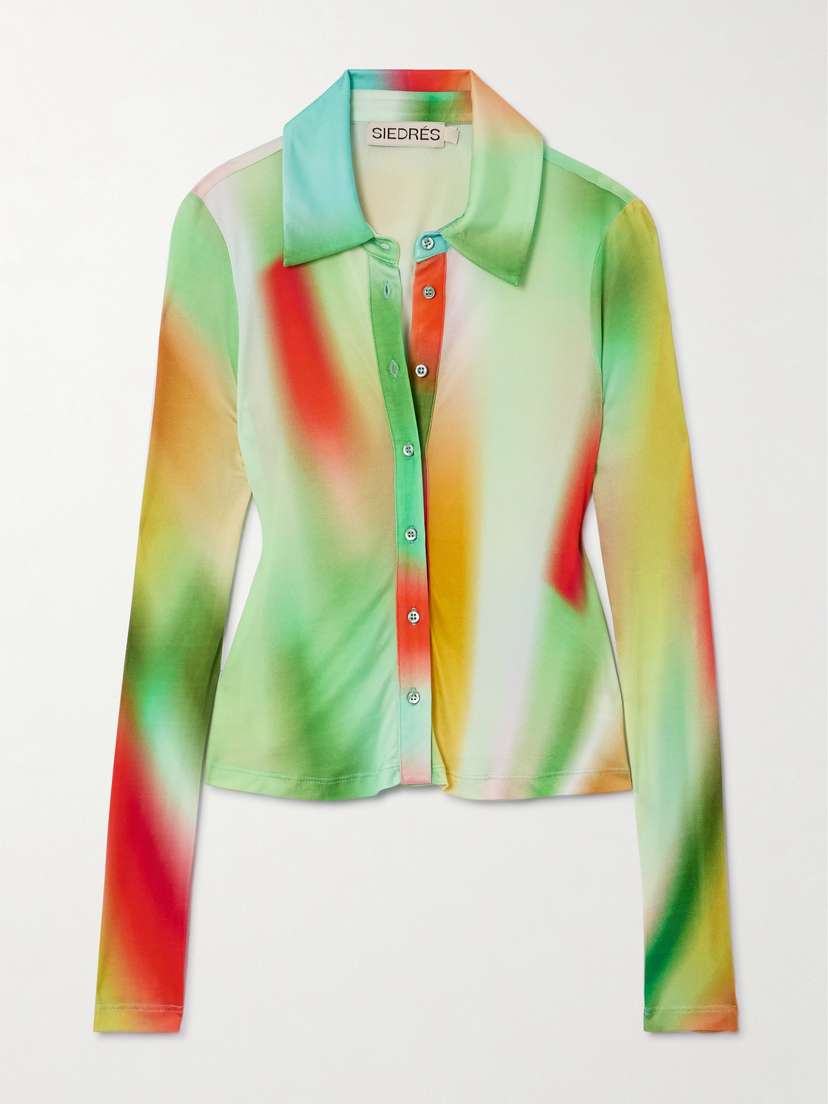 SIEDRÉS Tina Printed Satin-jersey Shirt