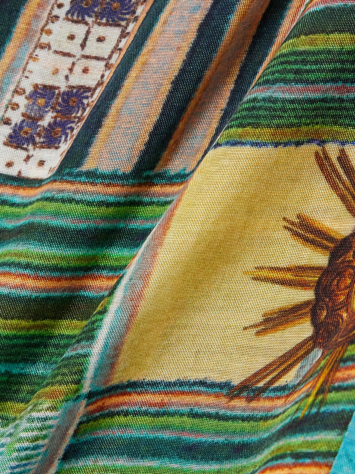 Siedres Tara Printed Cotton-blend Straight-leg Pants In Green