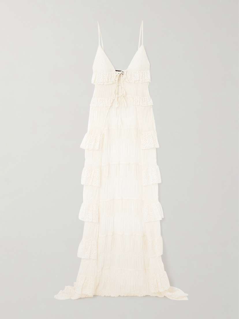 SIEDRÉS Lisette Ruffled Cotton-blend Lace And Cloqué Maxi Dress