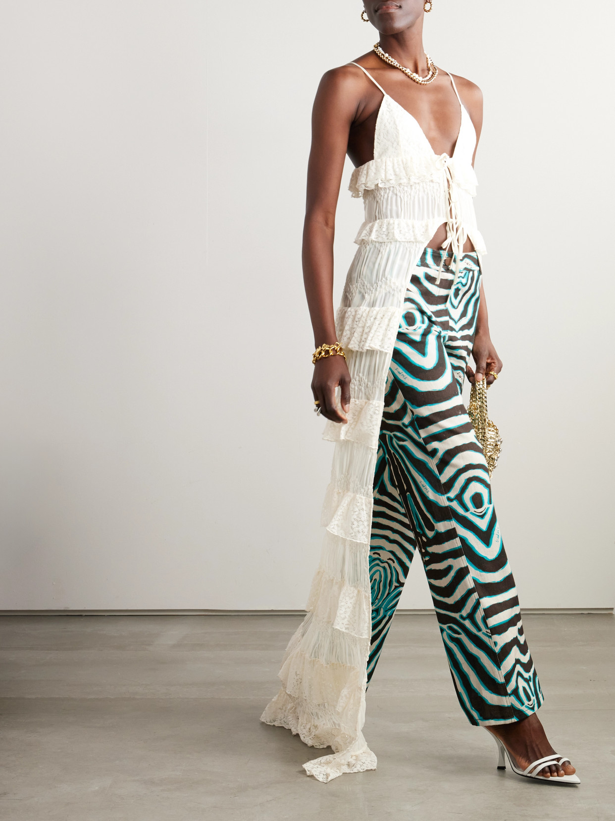 Siedres Lisette Ruffled Cotton-blend Lace And Cloqué Maxi Dress In Ecru