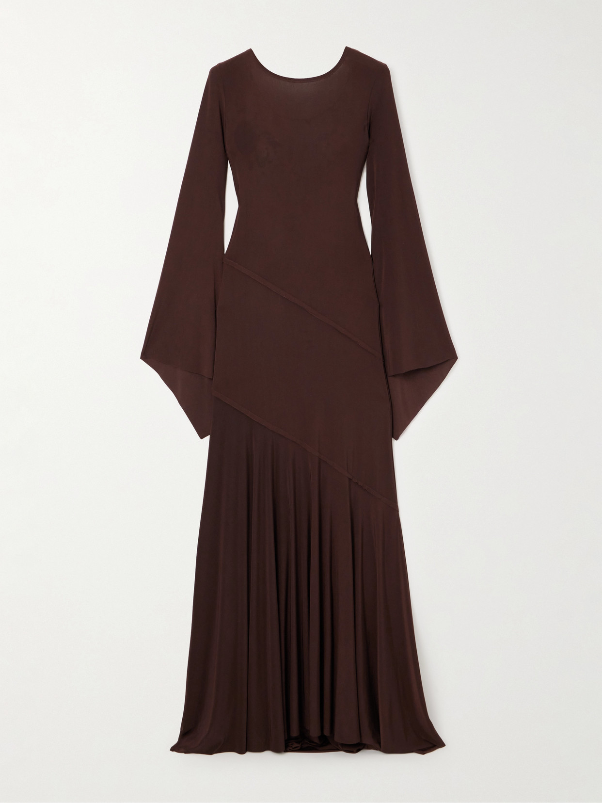 Siedres Alin Embellished Open-back Stretch-jersey Maxi Dress In Brown