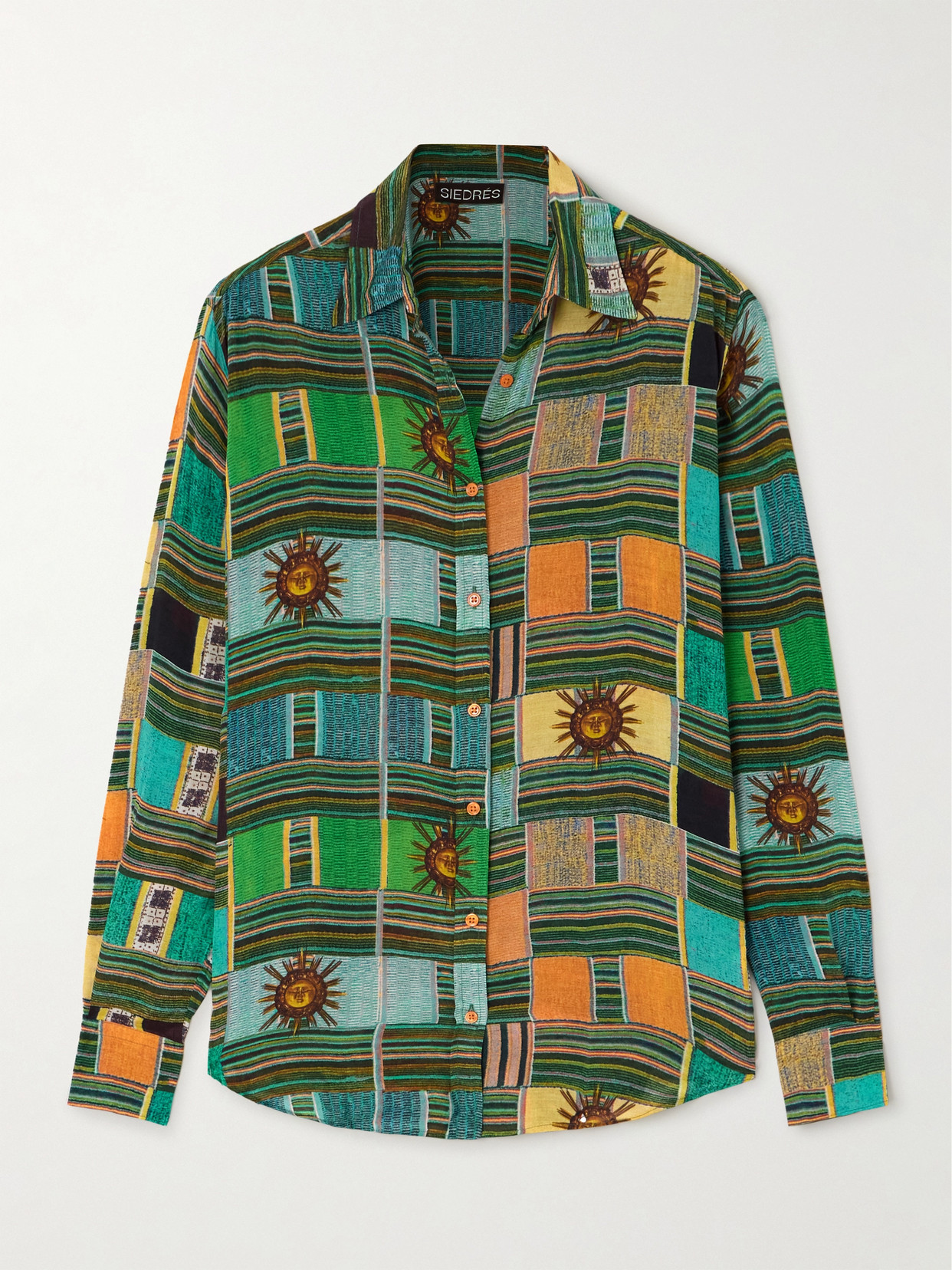 Siedres Printed Cotton-blend Shirt In Green