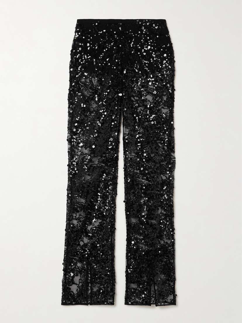 SIEDRÉS Pals Sequined Tulle Flared Pants