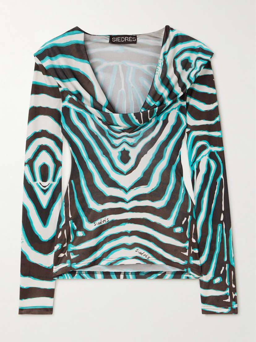 SIEDRÉS Casey Zebra-print Satin Top - x large
