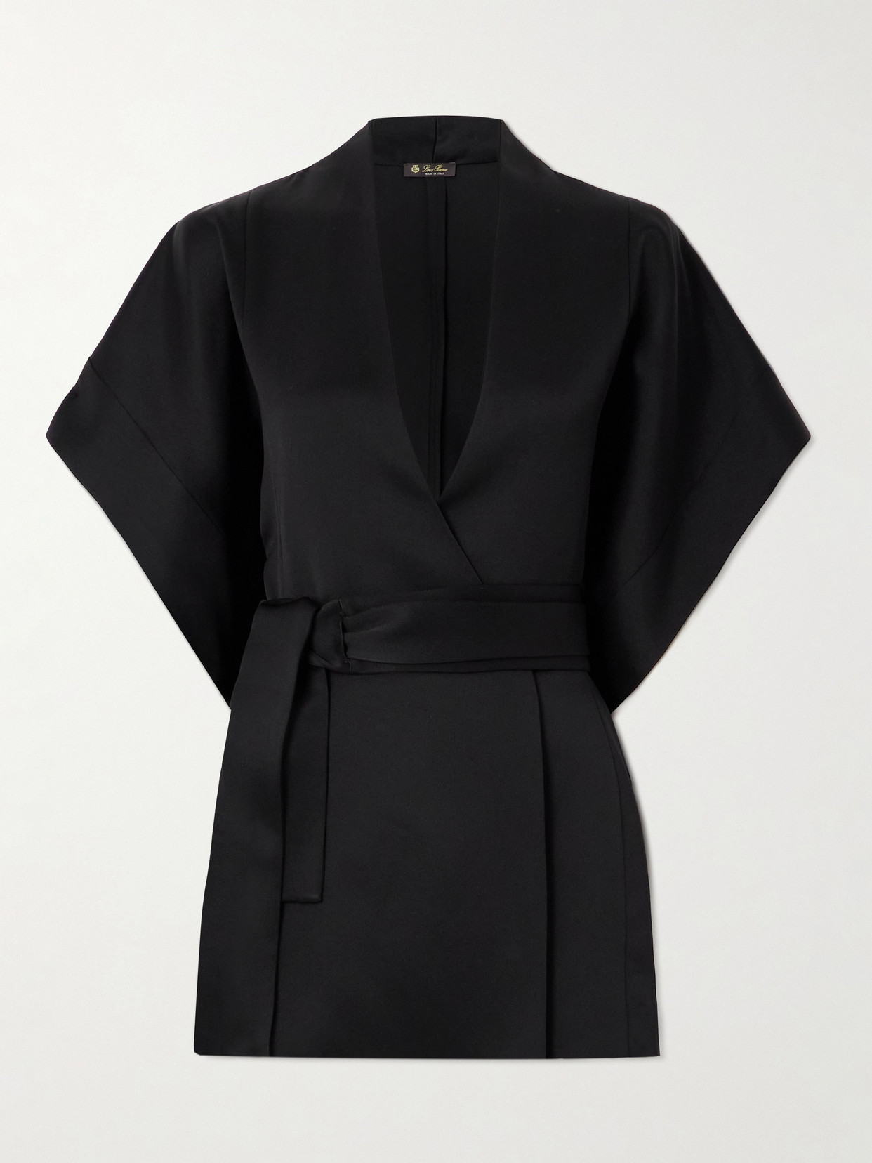 Loro Piana - Martha Silk-satin Wrap Blouse - Black