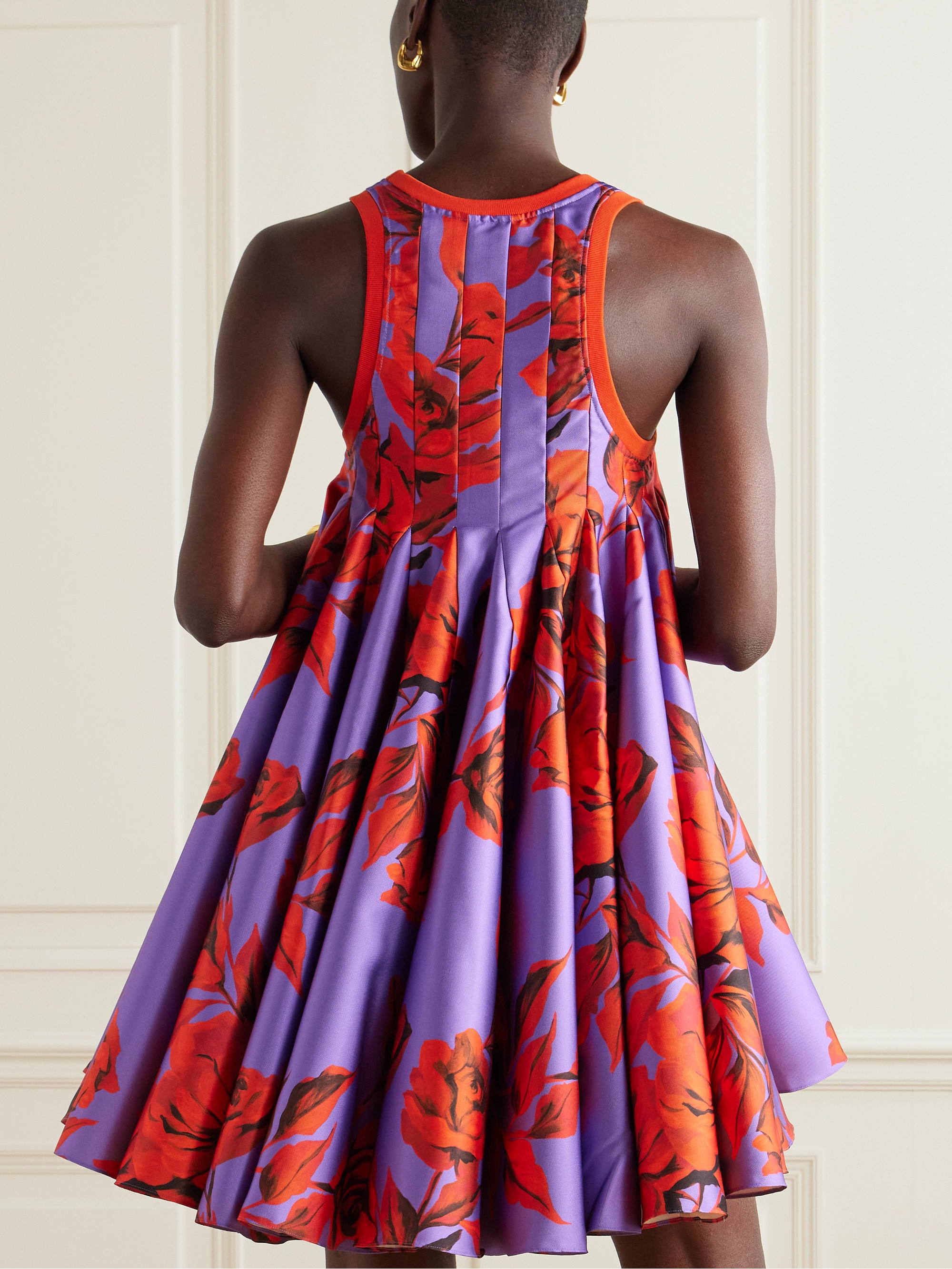 AZ Factory Floral-print pleated twill mini dress thumbnail