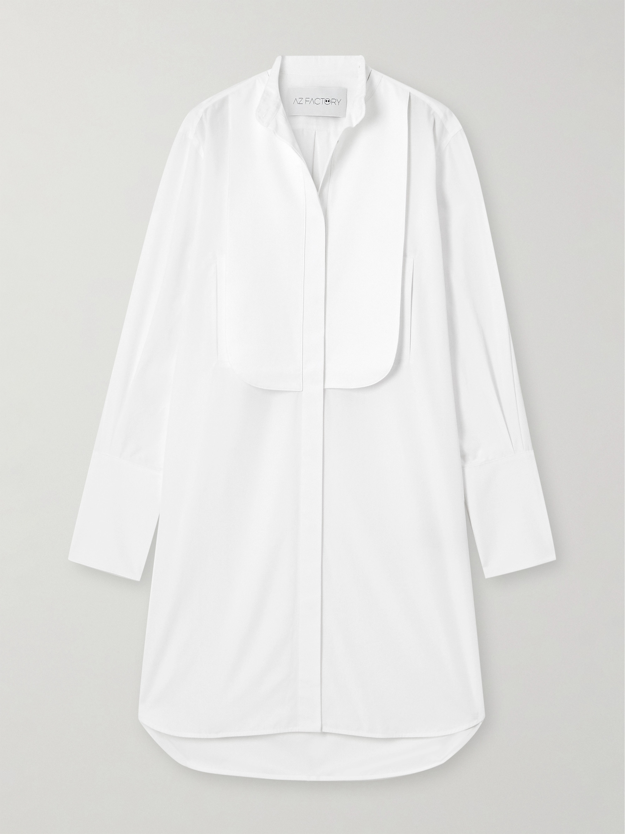 AZ Factory Layered cotton gabardine-trimmed cotton-poplin mini shirt dress