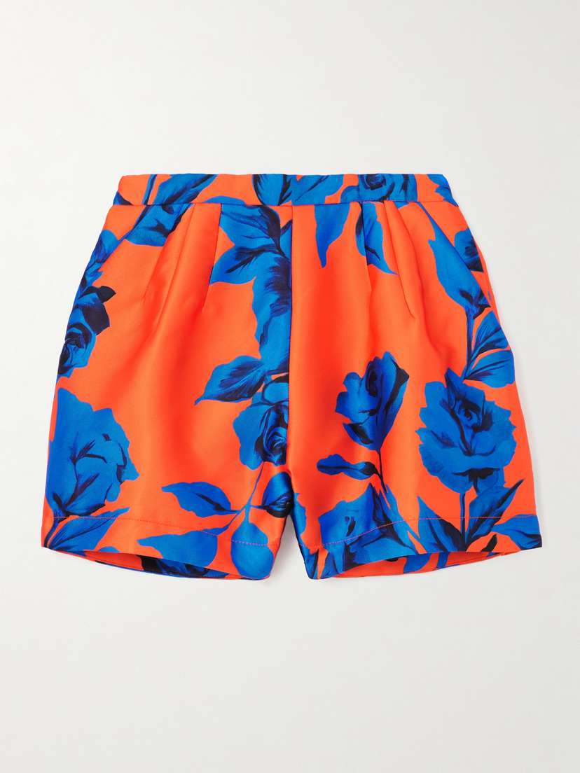 AZ Factory Floral-print Pleated Twill Shorts