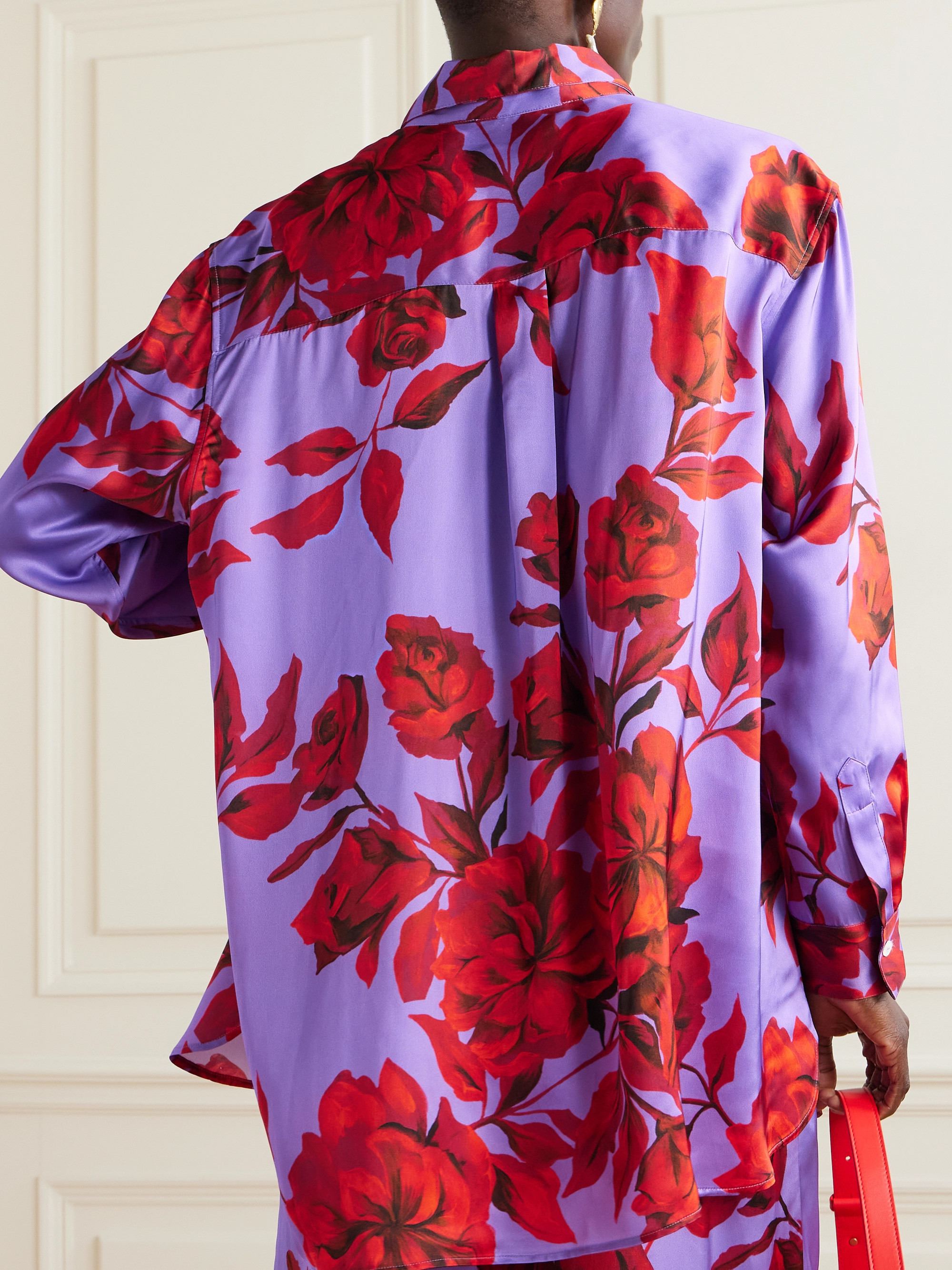 AZ Factory Floral-print satin-crepe shirt thumbnail