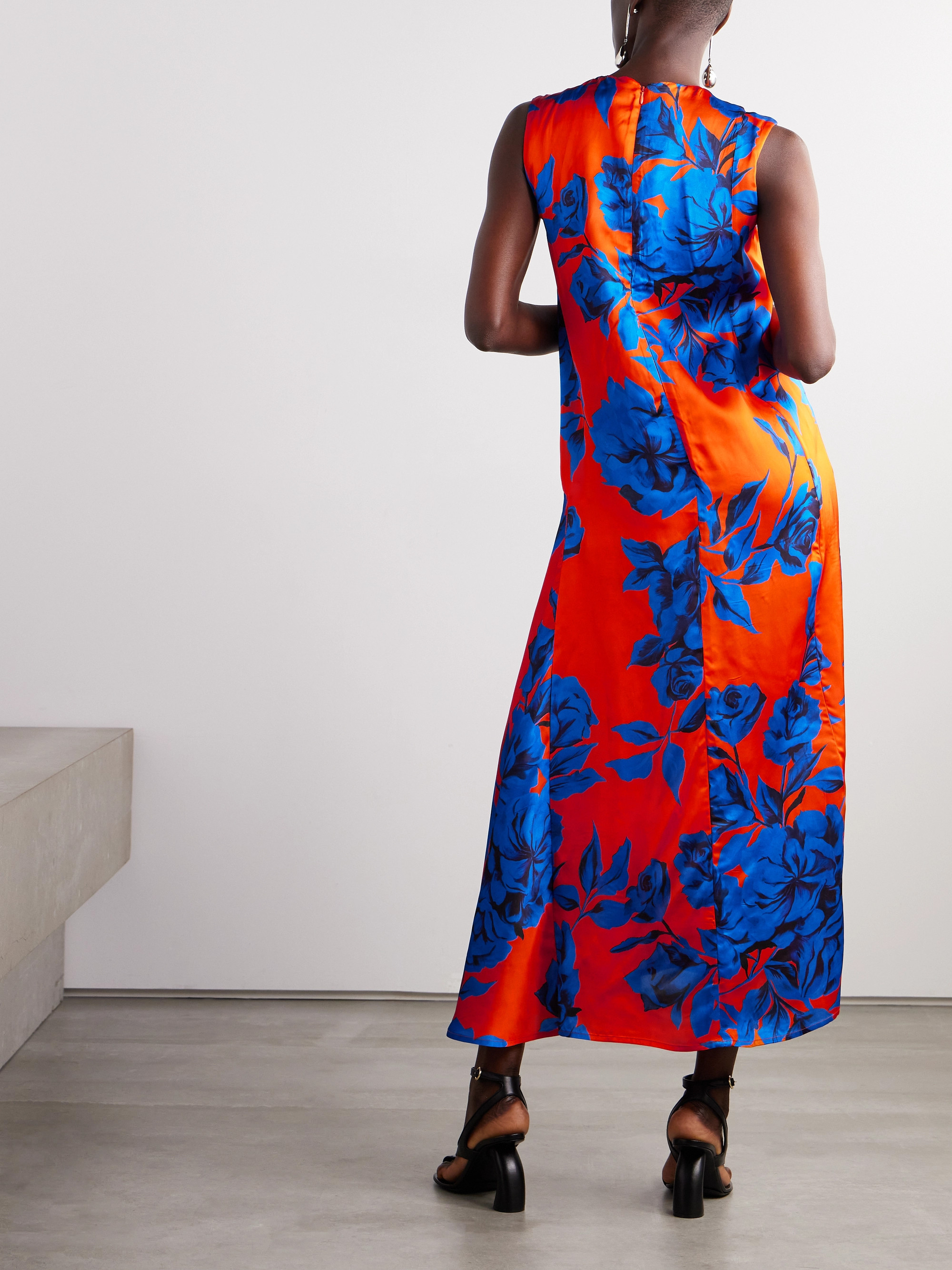 AZ Factory Paneled floral-print satin midi dress thumbnail