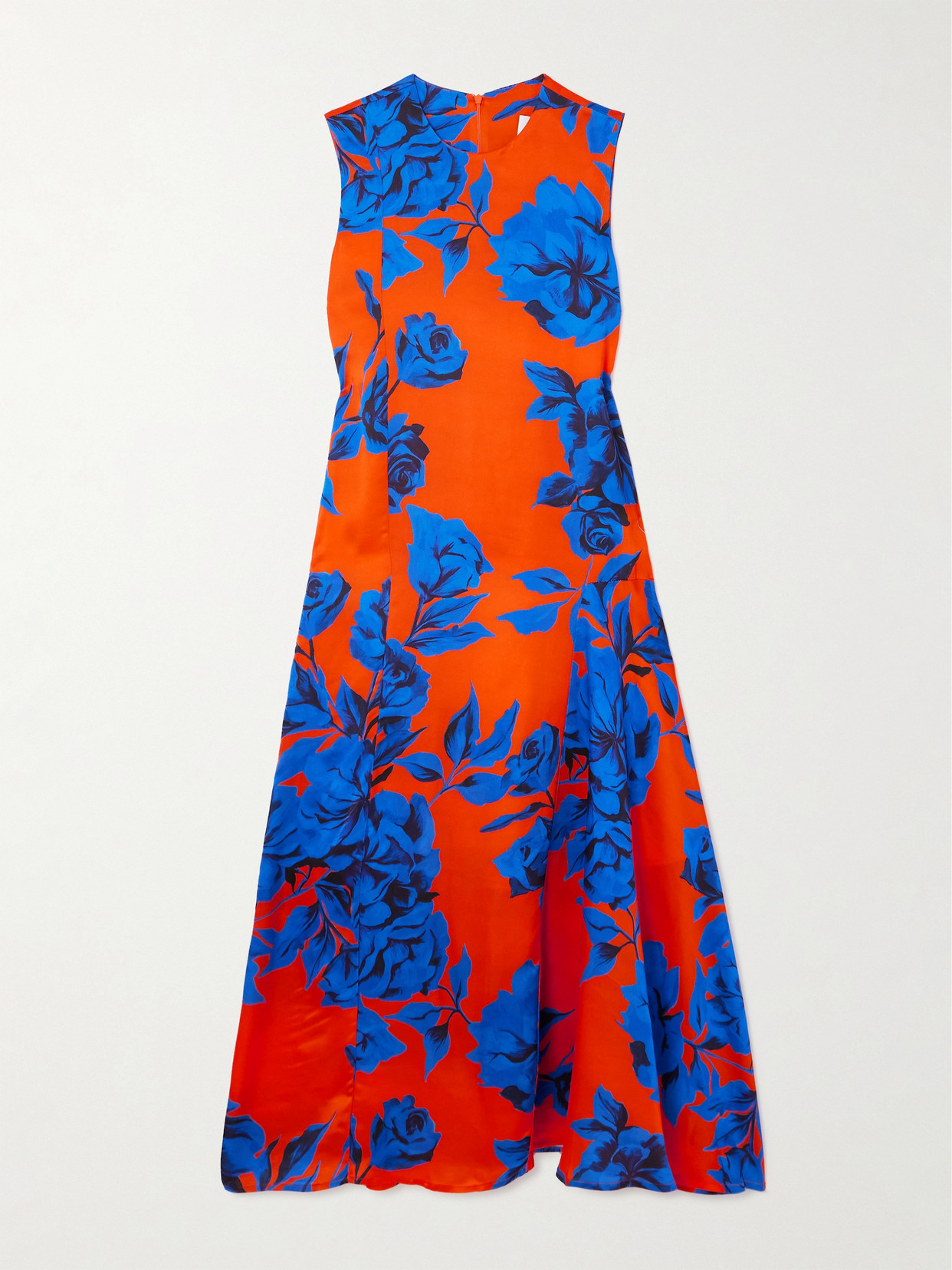 Az Factory Paneled Floral-print Satin Midi Dress In Orange