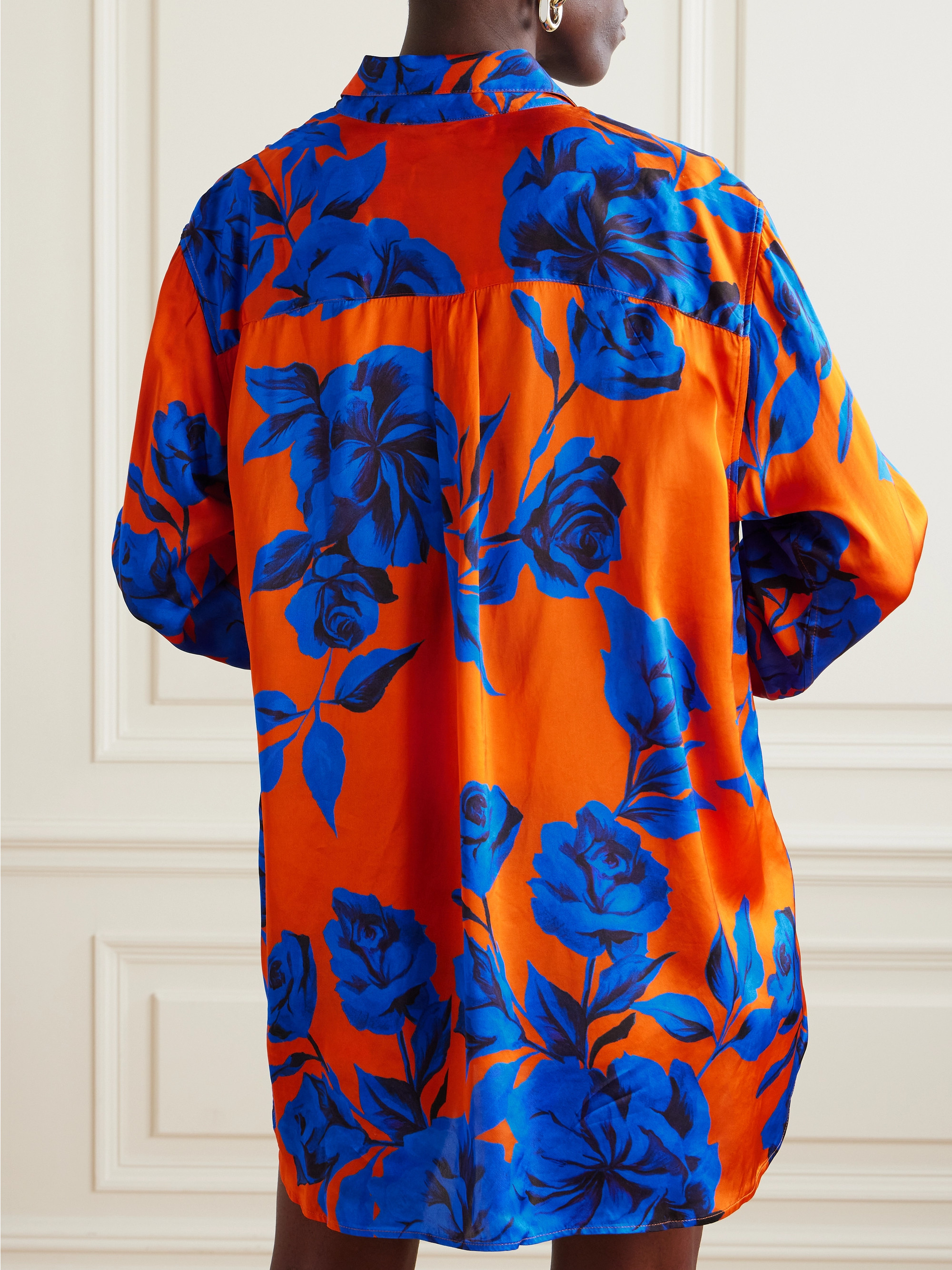 AZ Factory Floral-print satin-crepe shirt