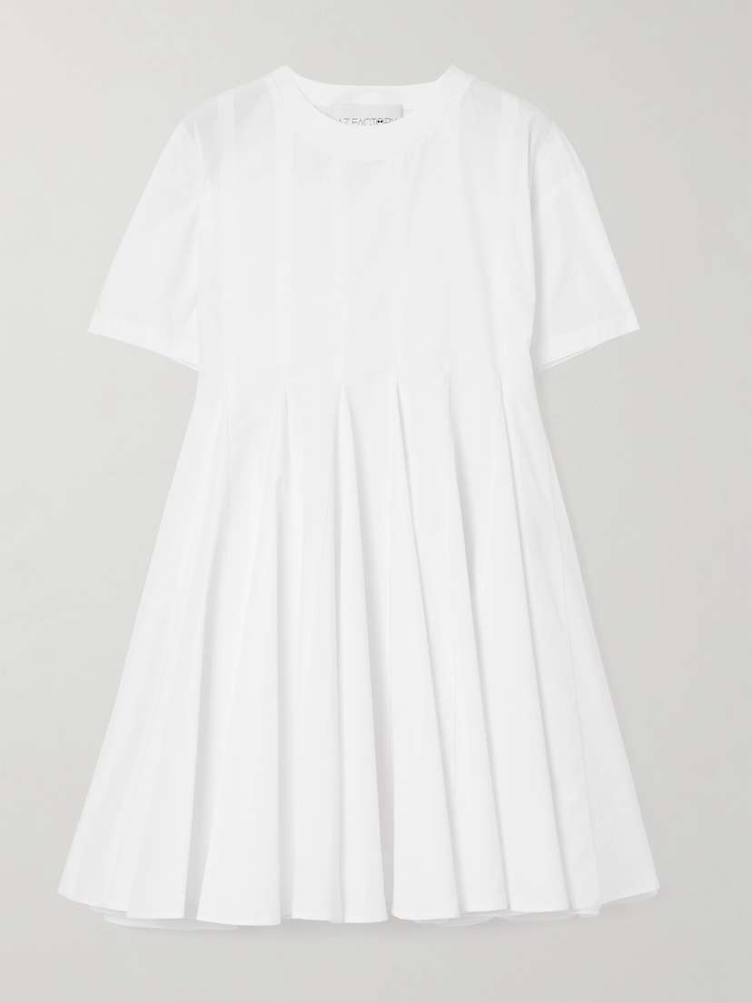 AZ Factory Pleated Cotton-poplin Mini Dress