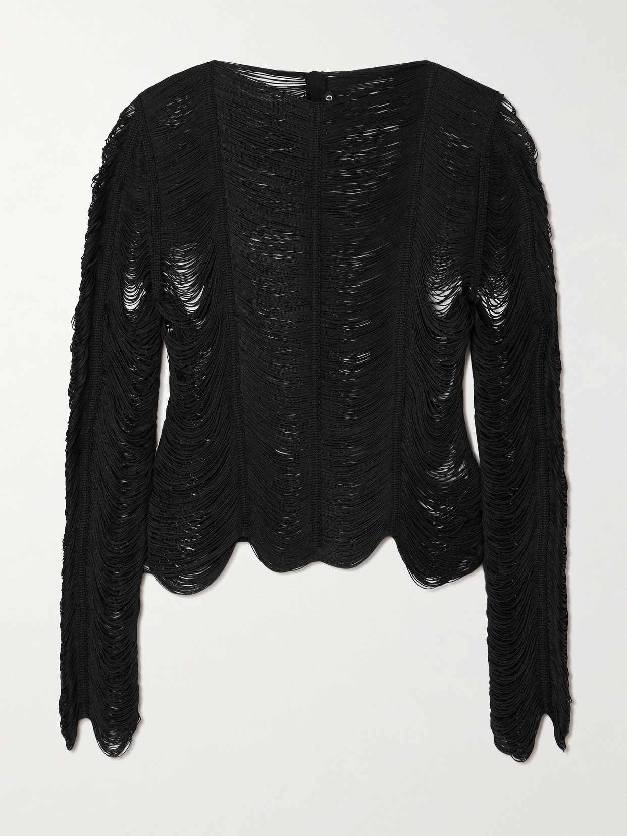 Tom Ford Fringed Open-knit Top In Black