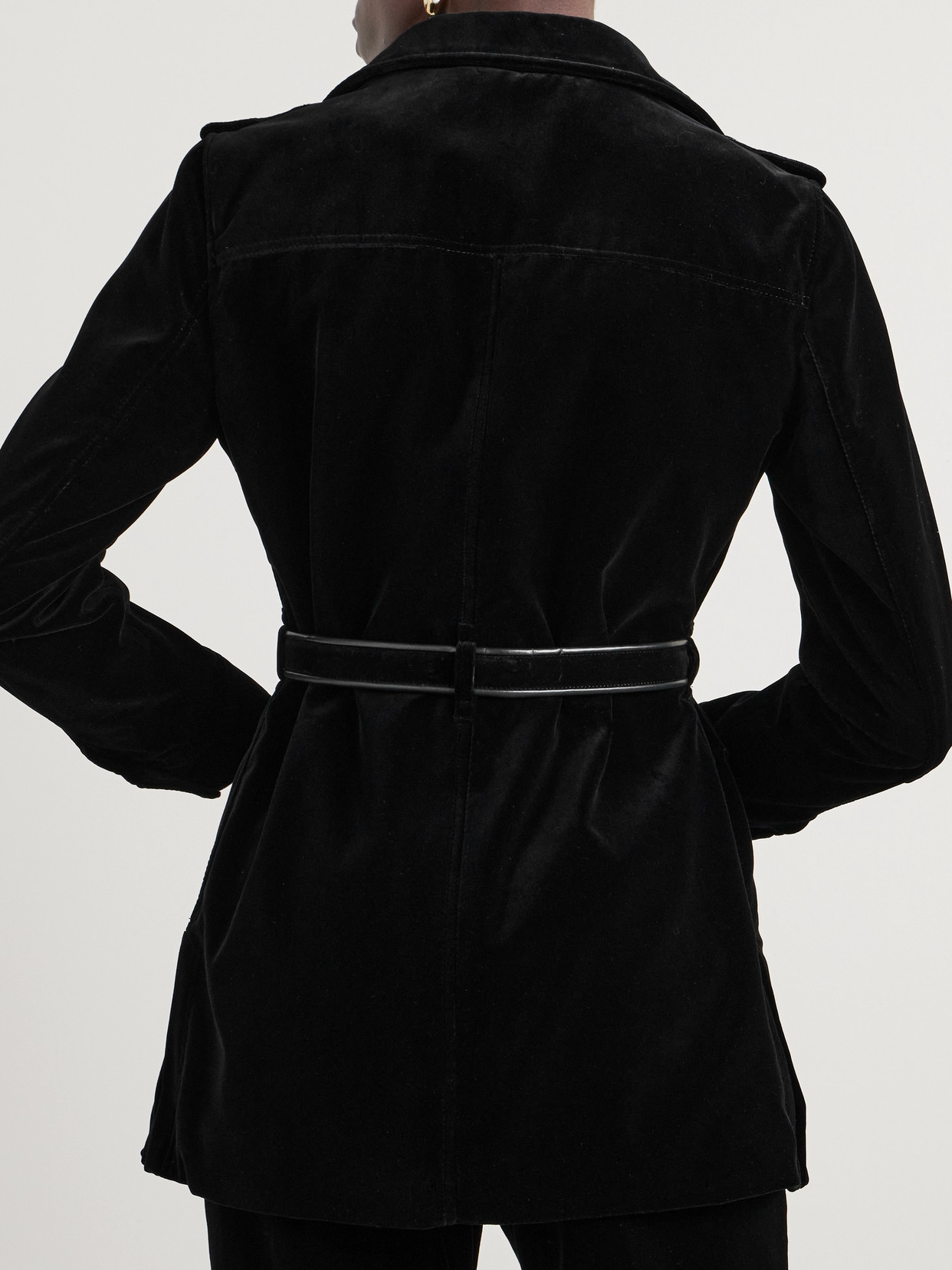 Tom Ford Belted Cotton-velvet Jacket In Black