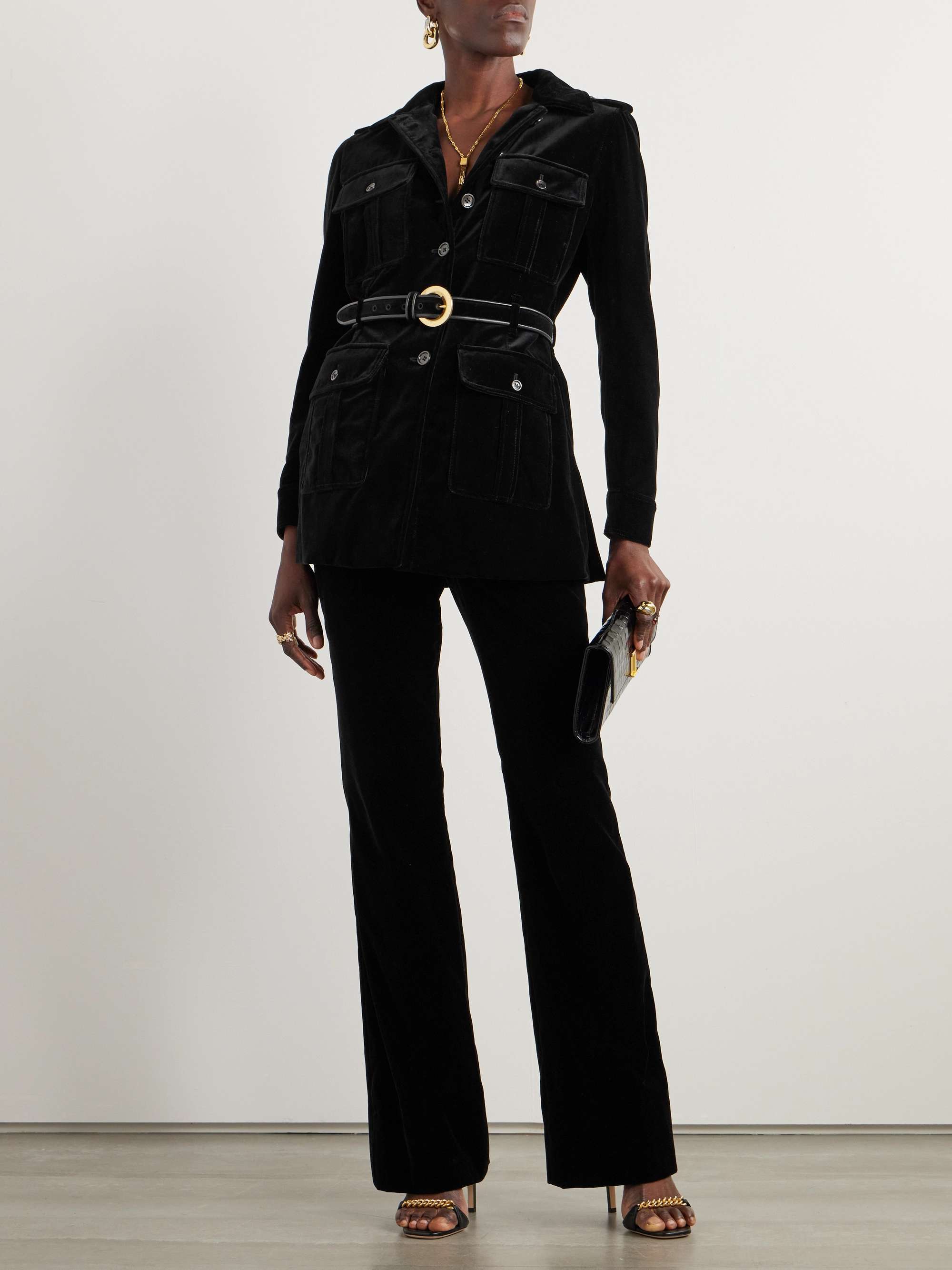 TOM FORD Belted cotton velvet jacket NET A PORTER