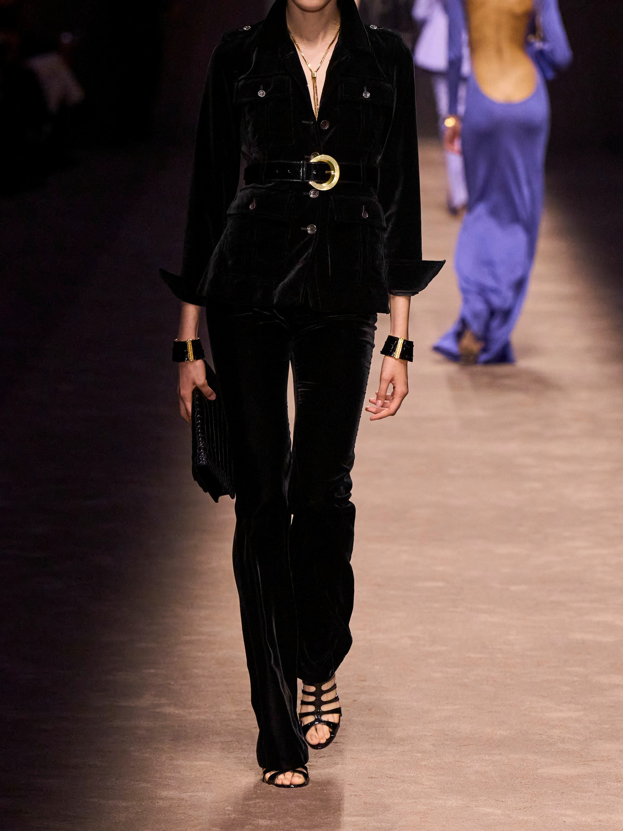 Tom Ford Belted Cotton-velvet Jacket In Black