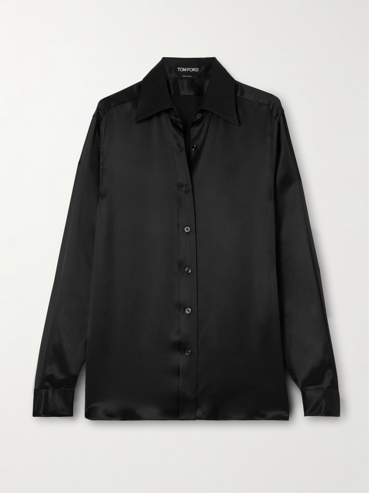 Tom Ford Silk-charmeuse Shirt In Black