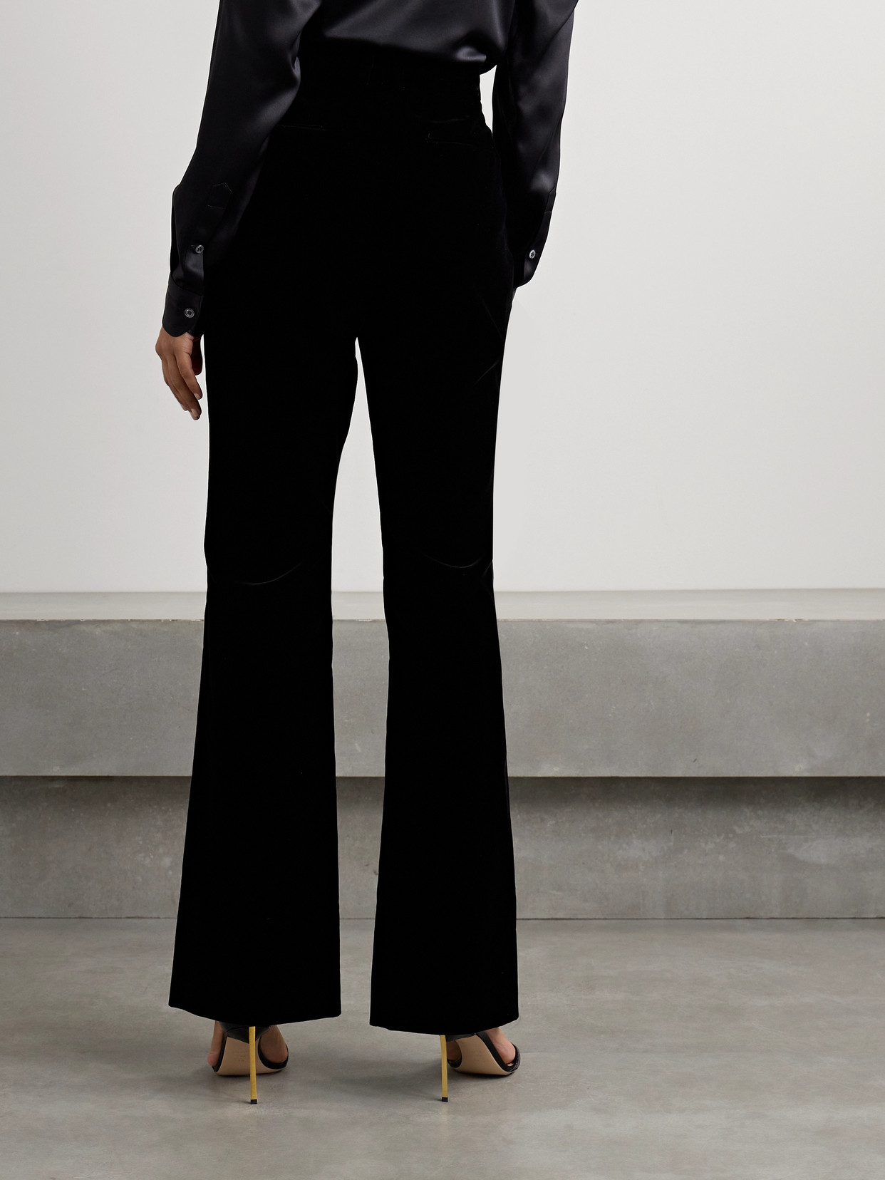 Tom Ford Cotton-velvet Flared Pants In Black