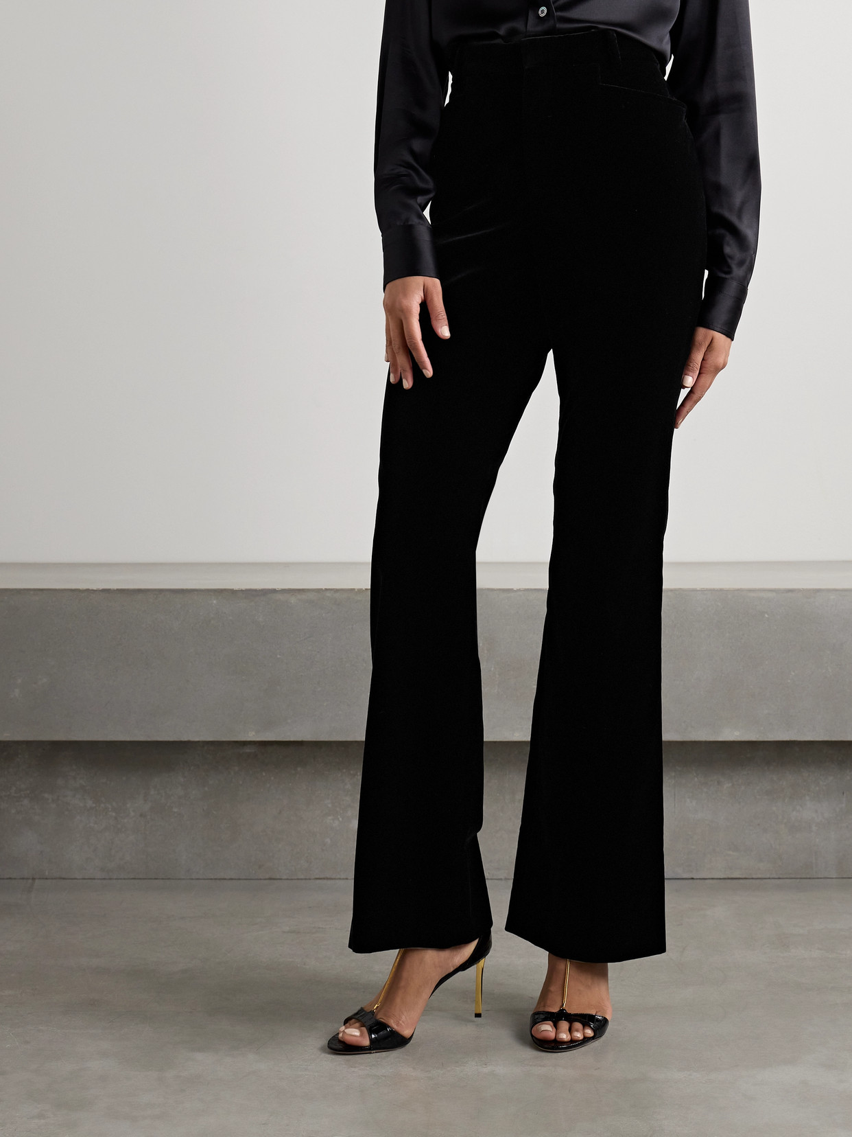 Tom Ford Cotton-velvet Flared Pants In Black