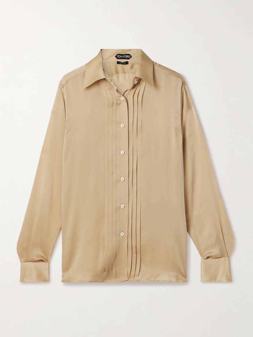 Tom Ford Pleated Silk-charmeuse Shirt