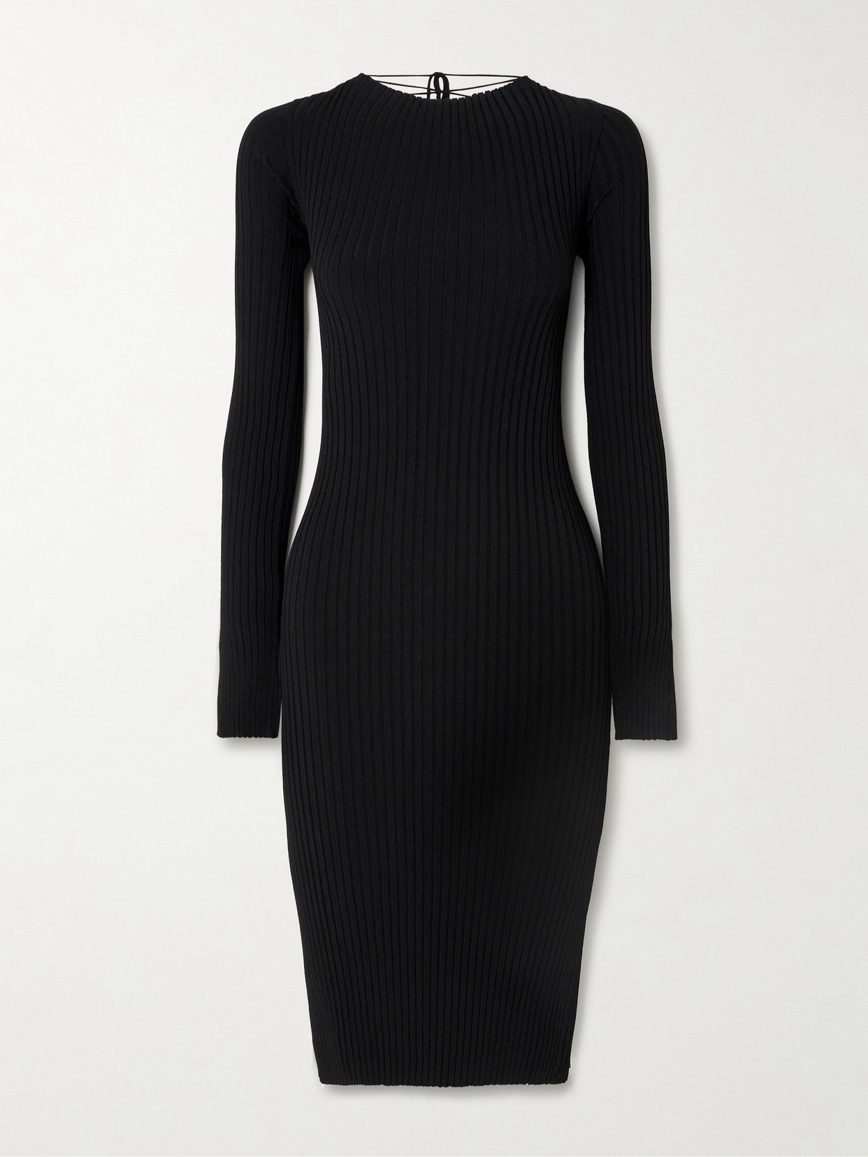 Stella Mccartney + Net Sustain Lace-up Ribbed-knit Dress In Black