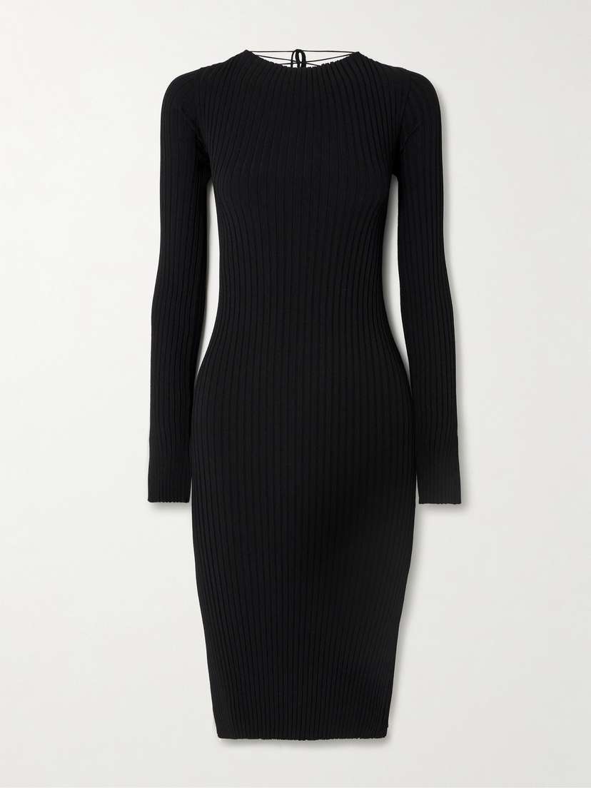Stella McCartney + Net Sustain Lace-up Ribbed-knit Dress