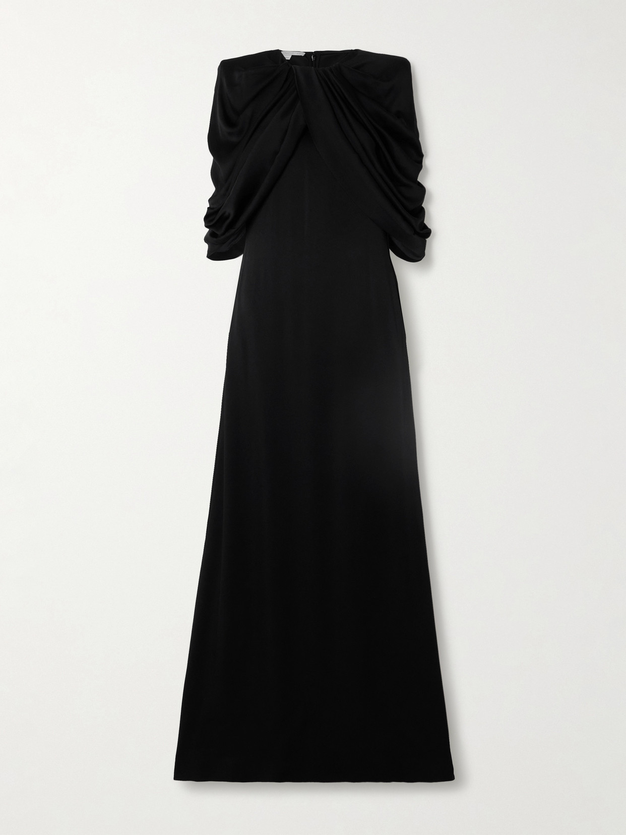 Shop Stella Mccartney Draped Satin Maxi Dress In Black