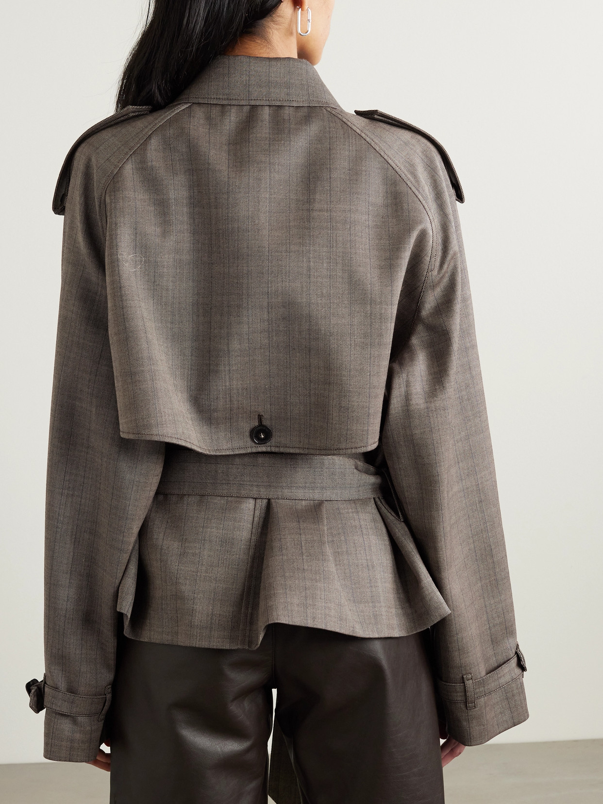 Stella Mccartney Double-breasted Belted Checked Wool-blend Trench Coat In Brown