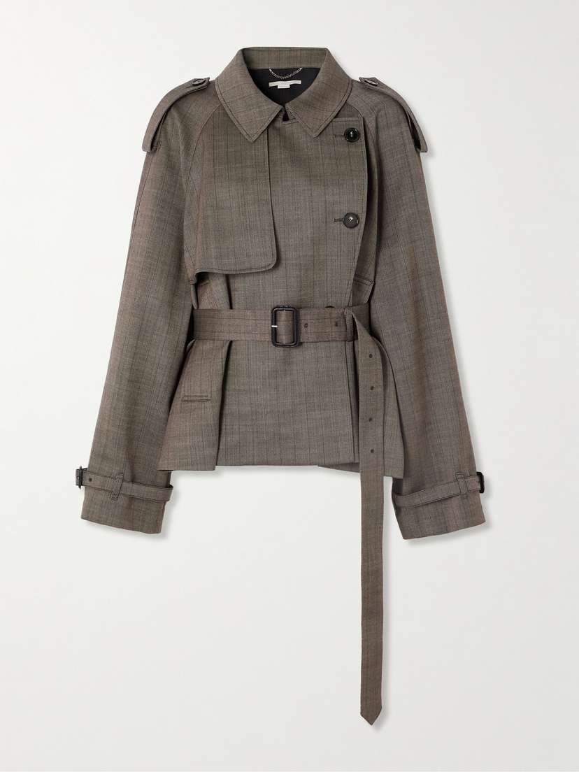 Stella McCartney Double-breasted Belted Checked Wool-blend Trench Coat