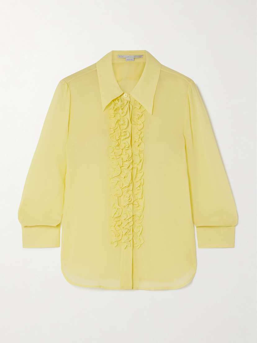 Stella McCartney + Net Sustain Ruffled Organic Silk Crepe De Chine Shirt