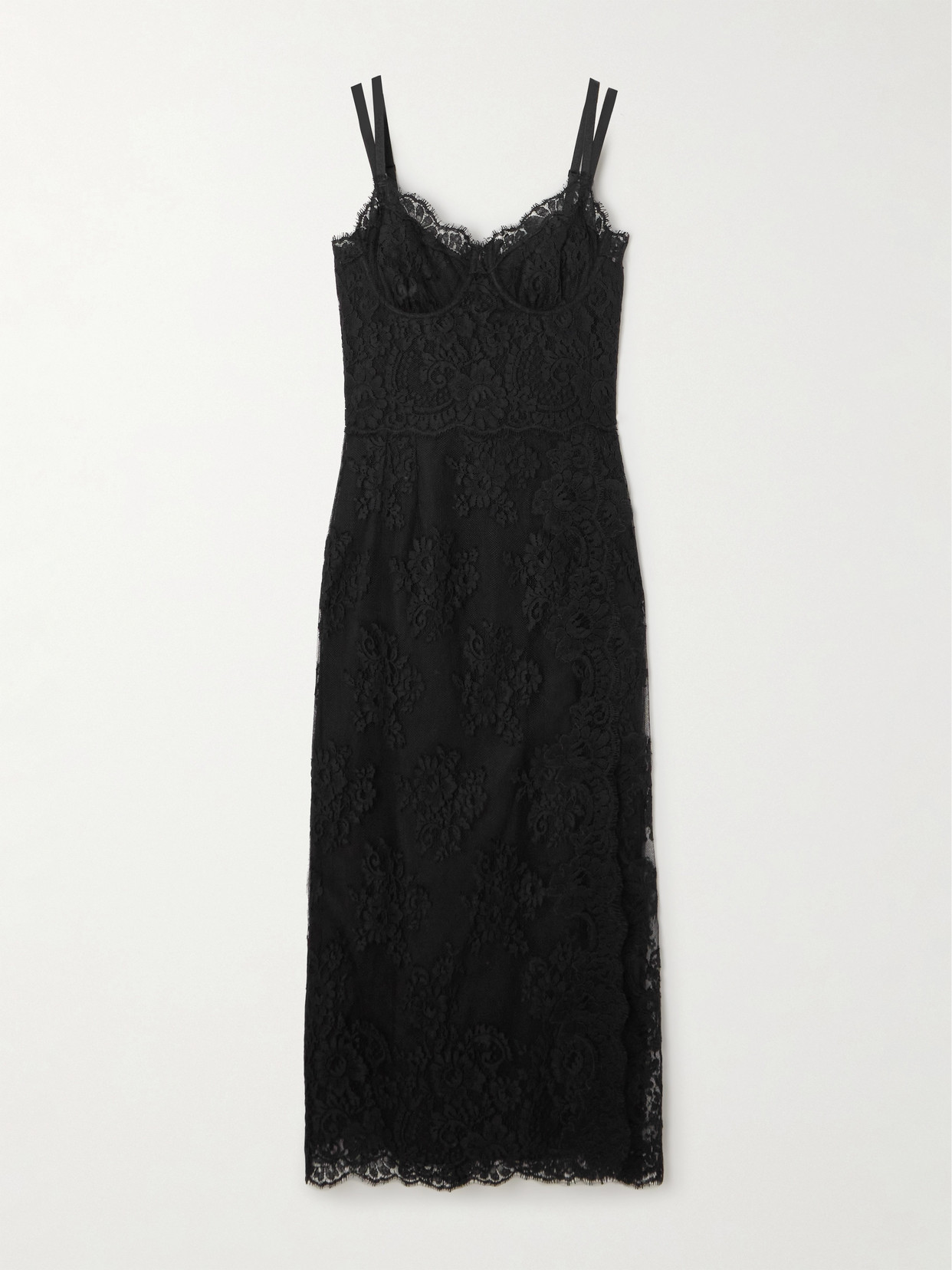 Dolce & Gabbana Chantilly Lace Midi Dress In Black