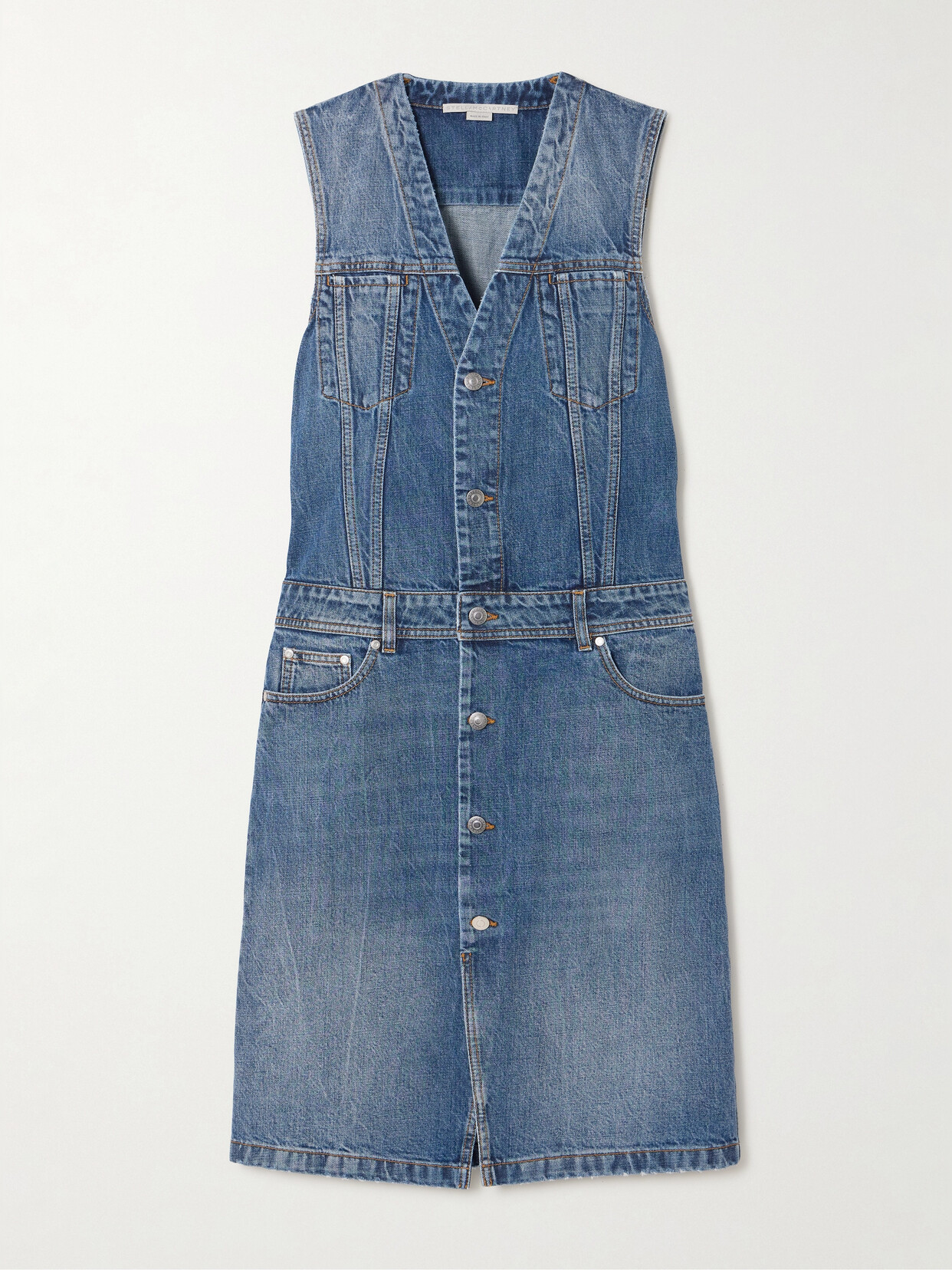 Stella Mccartney + Net Sustain Organic Denim Midi Dress In Blue