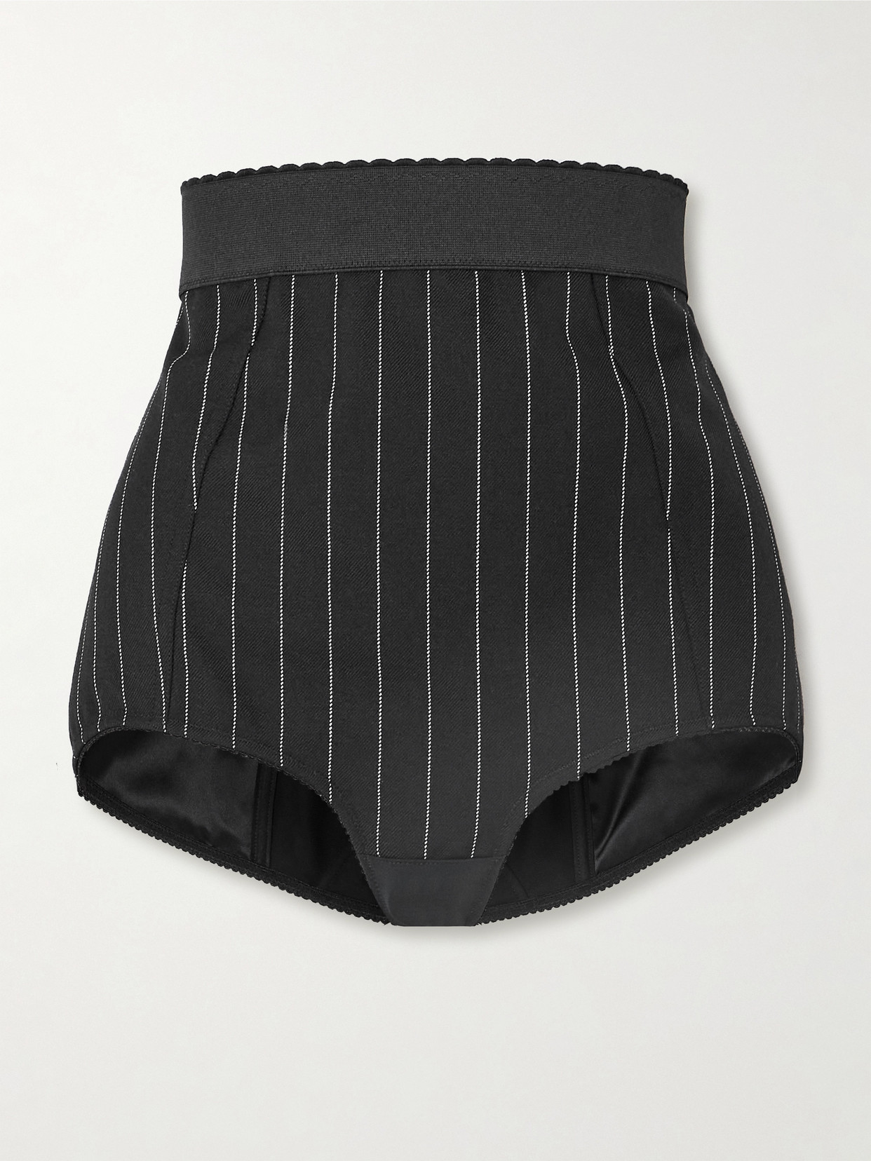 Dolce & Gabbana Pinstriped Wool-blend Twill Shorts In Black