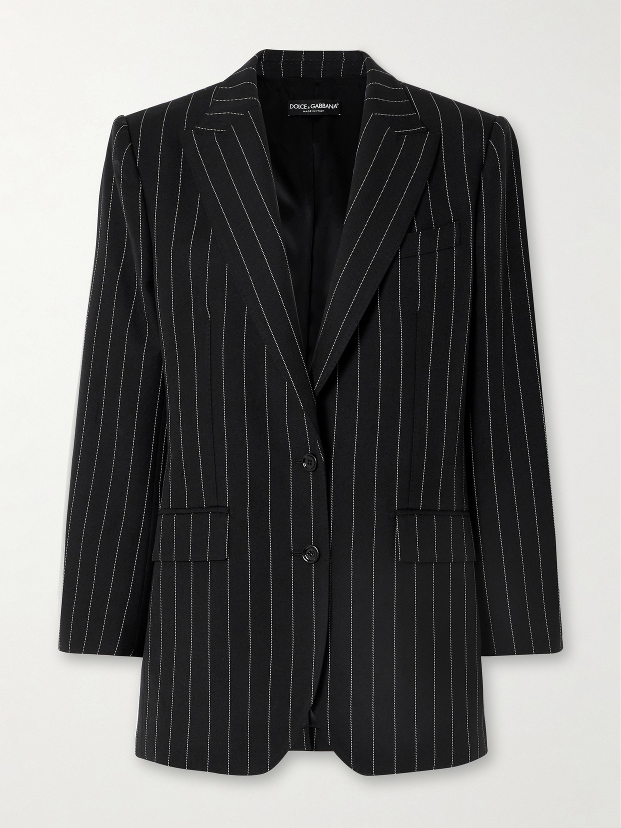 Dolce & Gabbana Pinstriped Wool-twill Blazer In Black