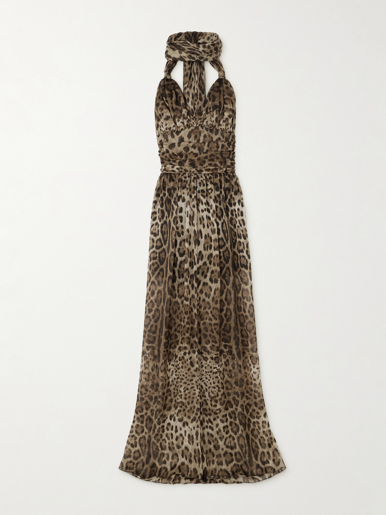 Dolce & Gabbana Leopard-print Halterneck Silk Gown In Animal Print