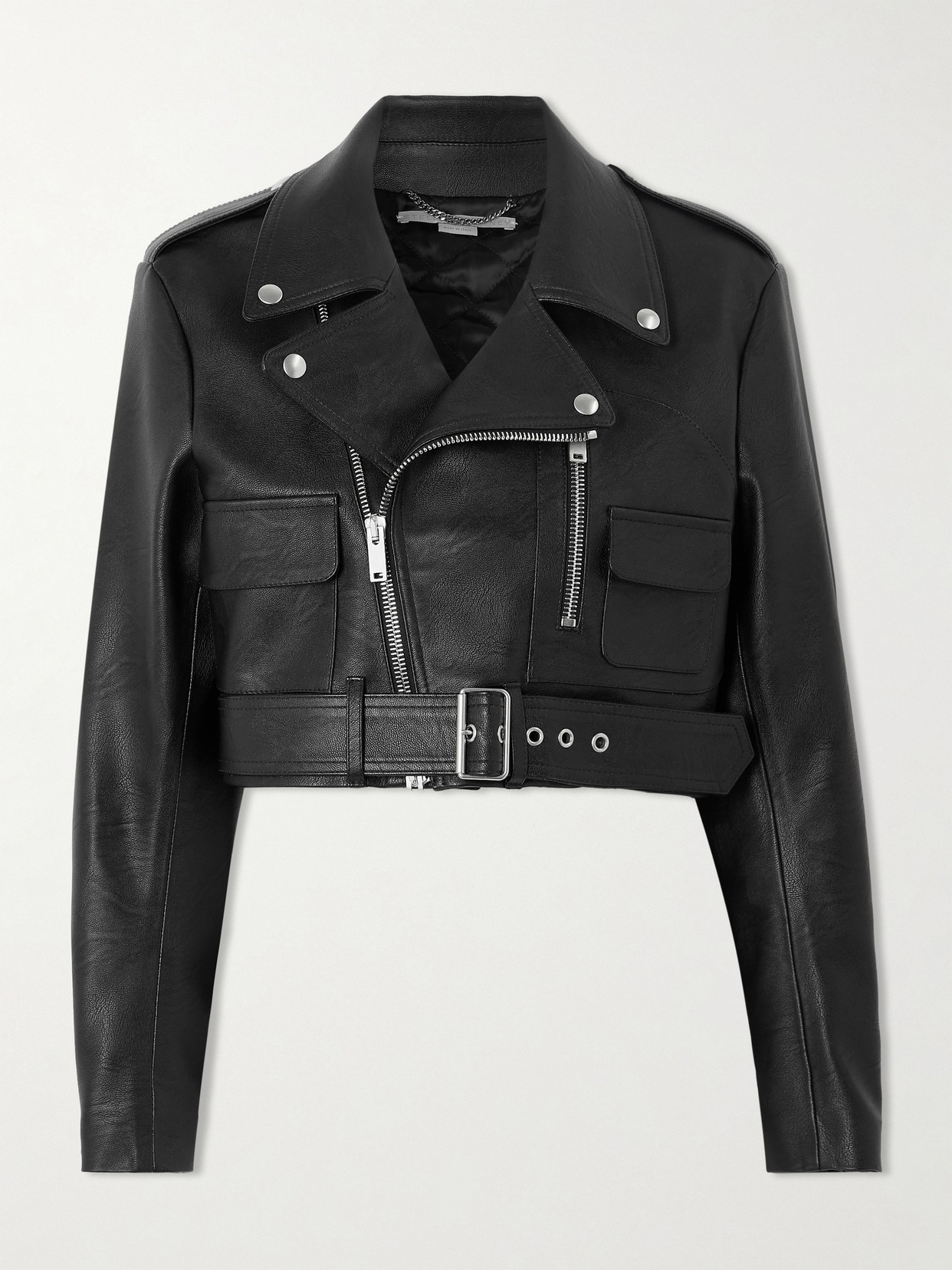 Stella Mccartney Cropped Biker Jacket In Black