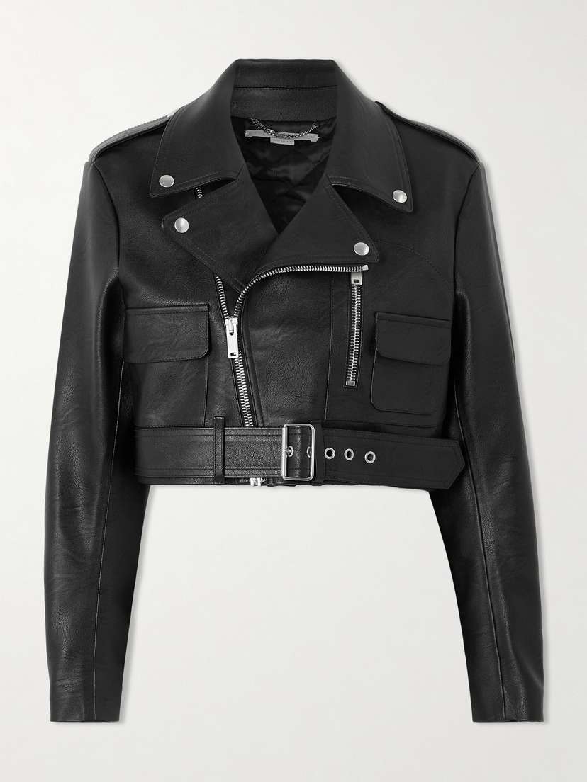 Stella McCartney Cropped Vegan Leather Biker Jacket