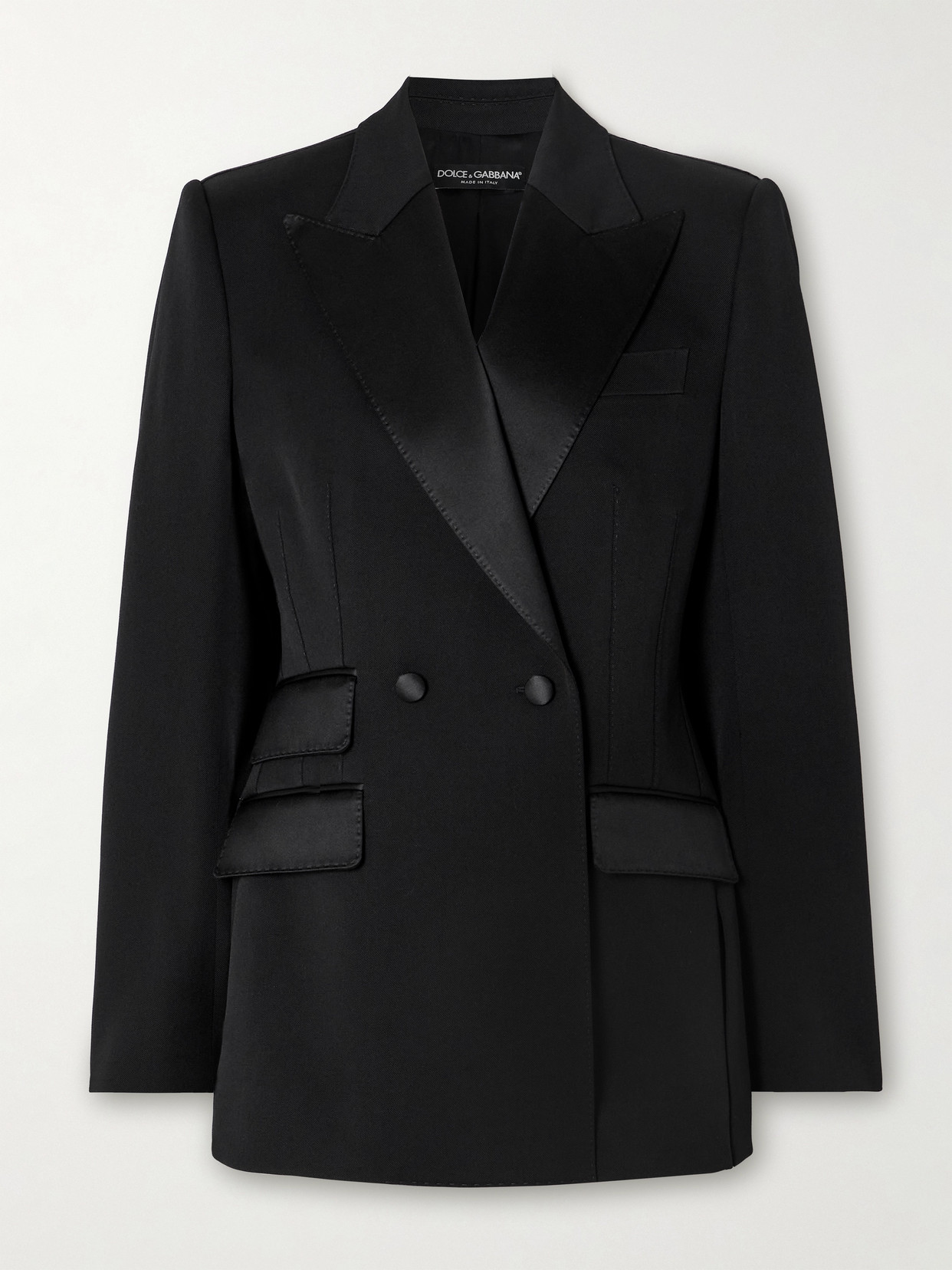 Dolce & Gabbana Silk Satin-trimmed Wool-blend Twill Blazer In Black