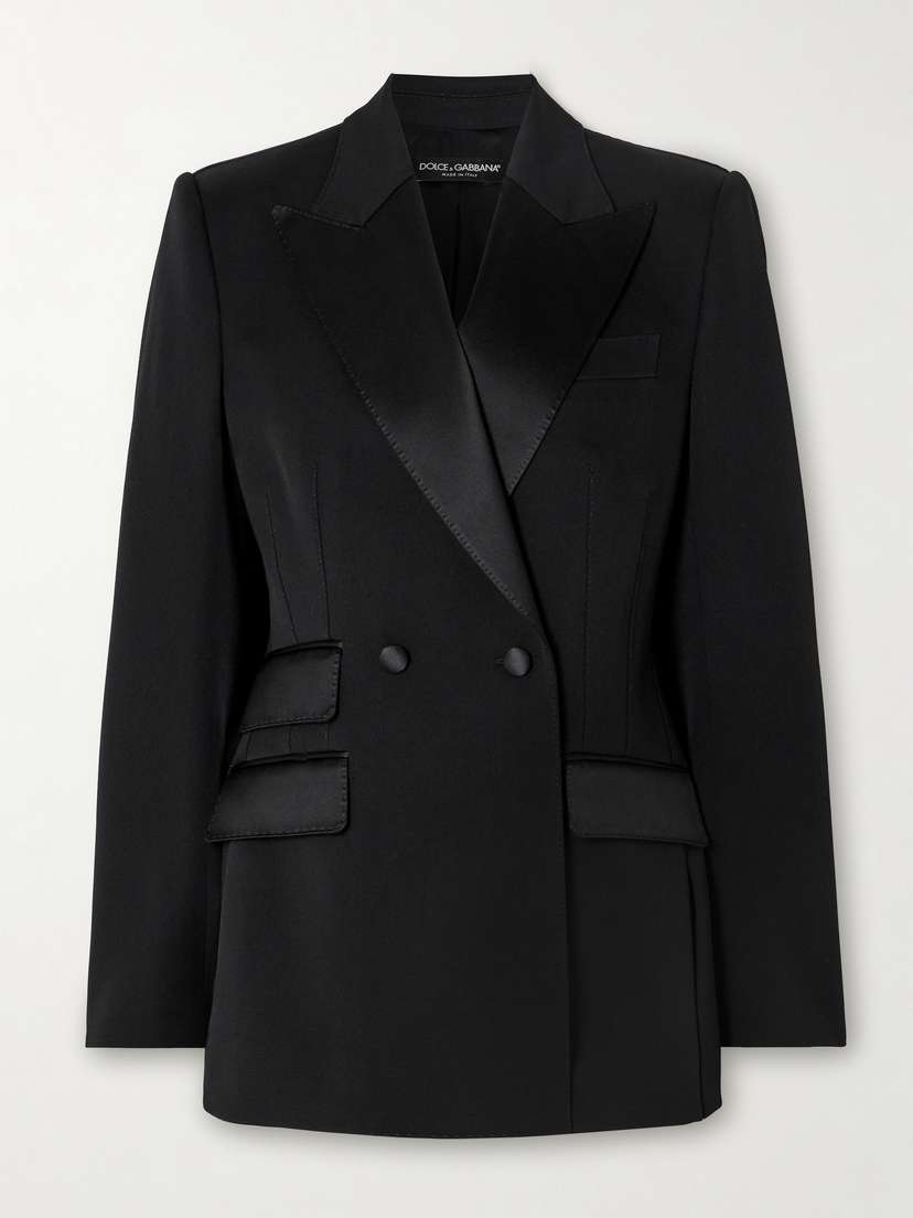Dolce & Gabbana Silk Satin-trimmed Wool-blend Twill Blazer