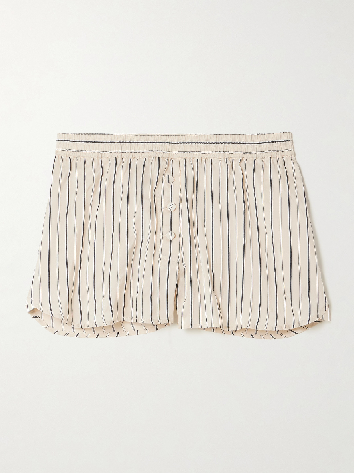 Stella Mccartney + Net Sustain Striped Silk-blend Shorts In Cream