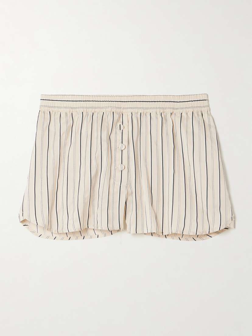 Stella McCartney + Net Sustain Striped Silk-blend Shorts