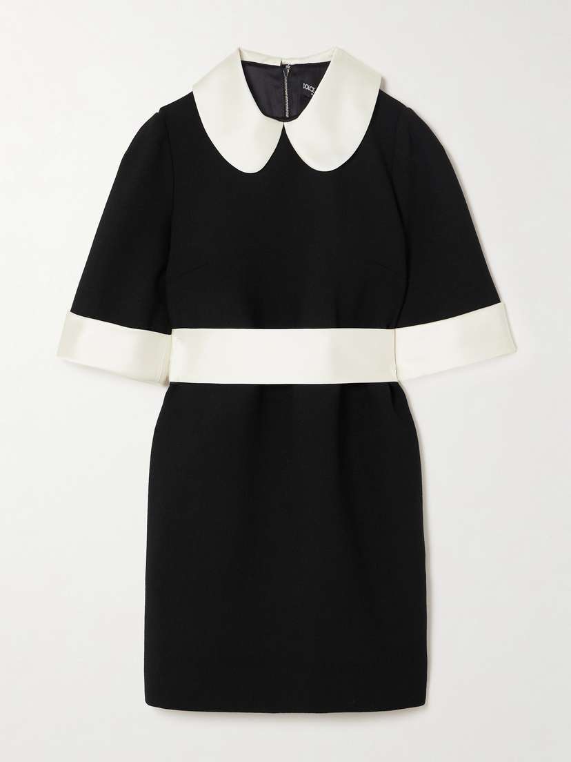 Dolce & Gabbana Satin-trimmed Wool-crepe Mini Dress