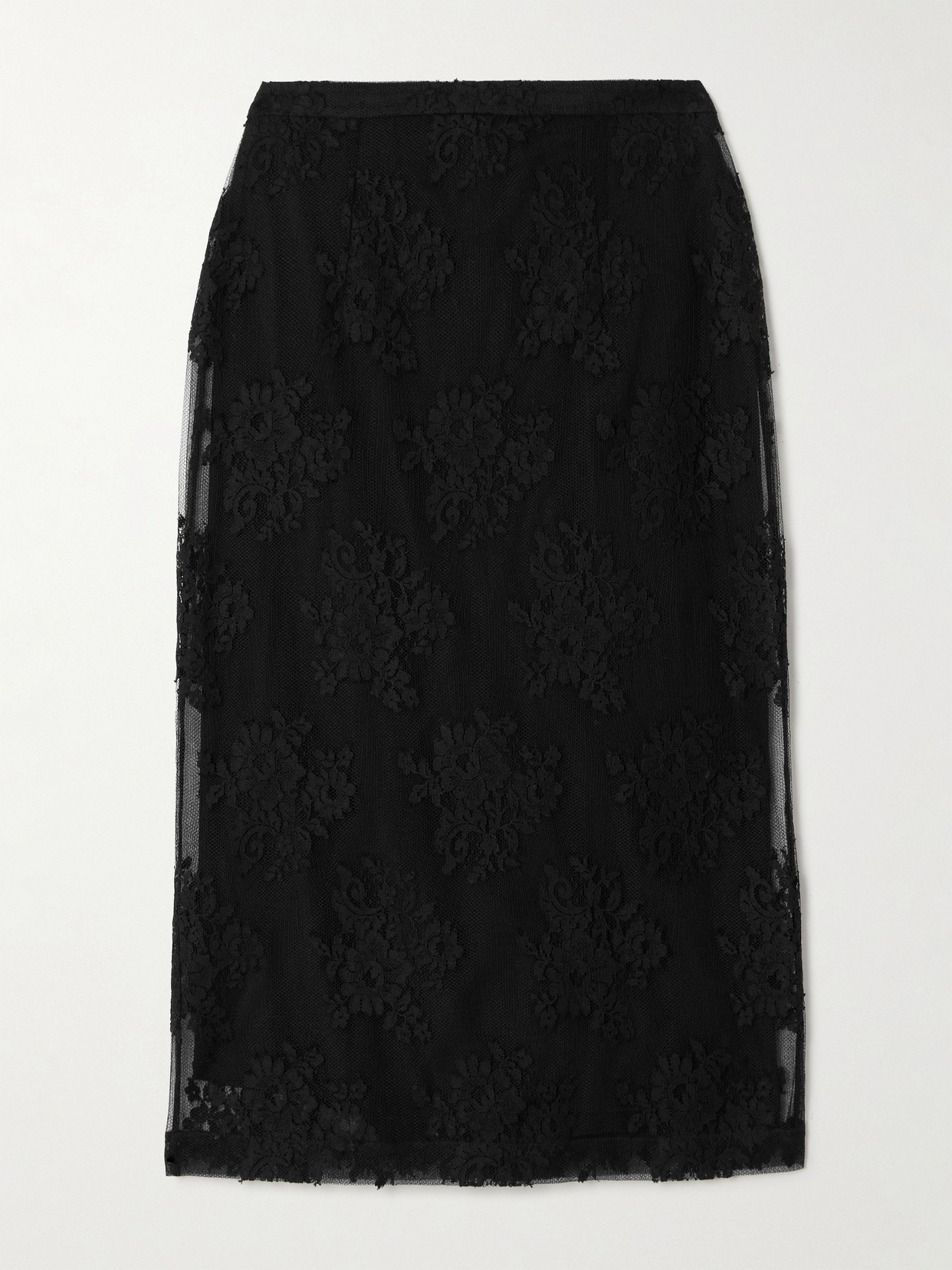 Dolce & Gabbana Cotton-blend Chantilly Lace Midi Skirt In Black