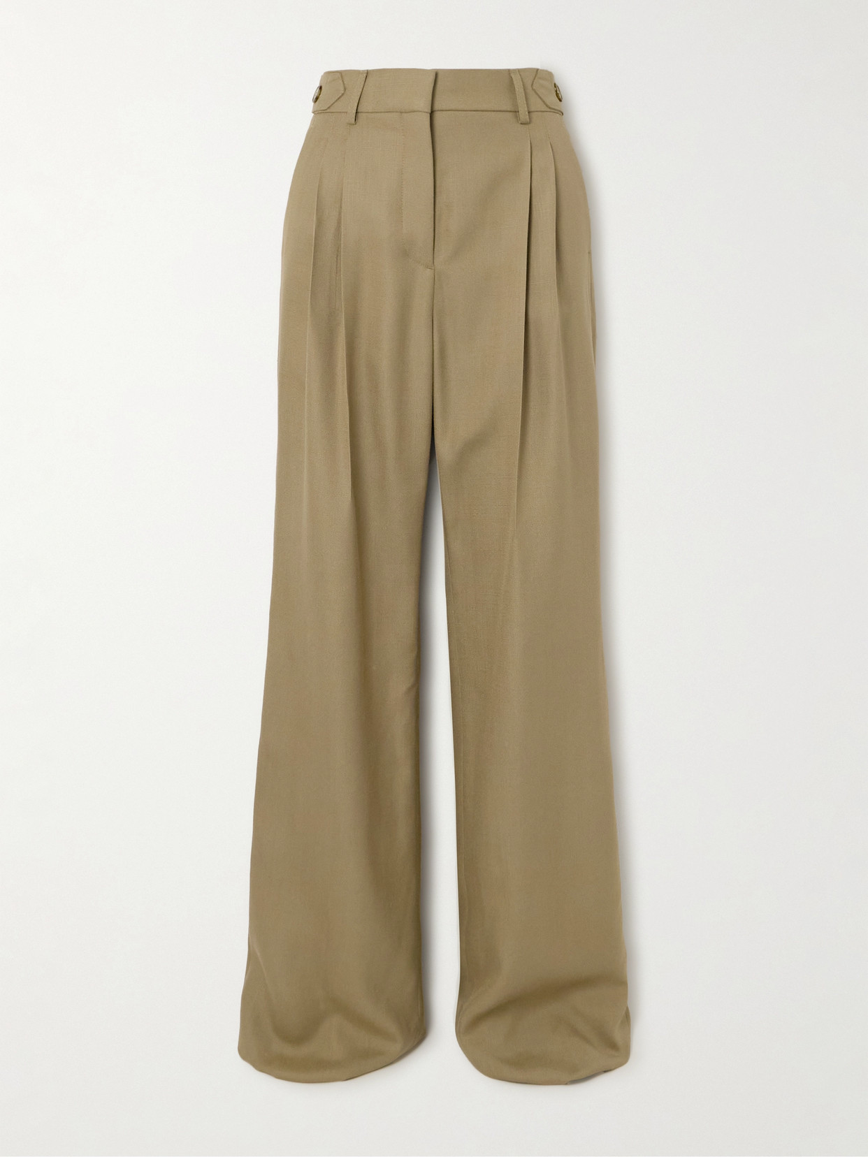 Stella Mccartney + Net Sustain Pleated Woven Straight-leg Pants In Green