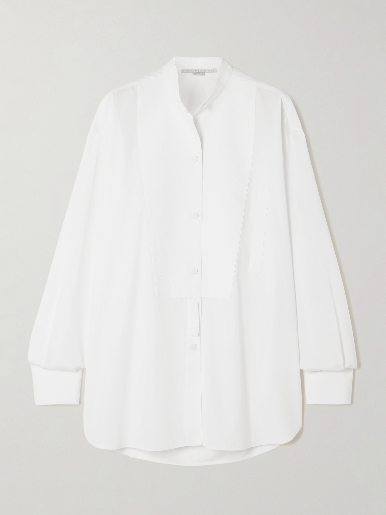 Stella Mccartney Plastron Embroidered Piqué-trimmed Cotton-poplin Shirt In White