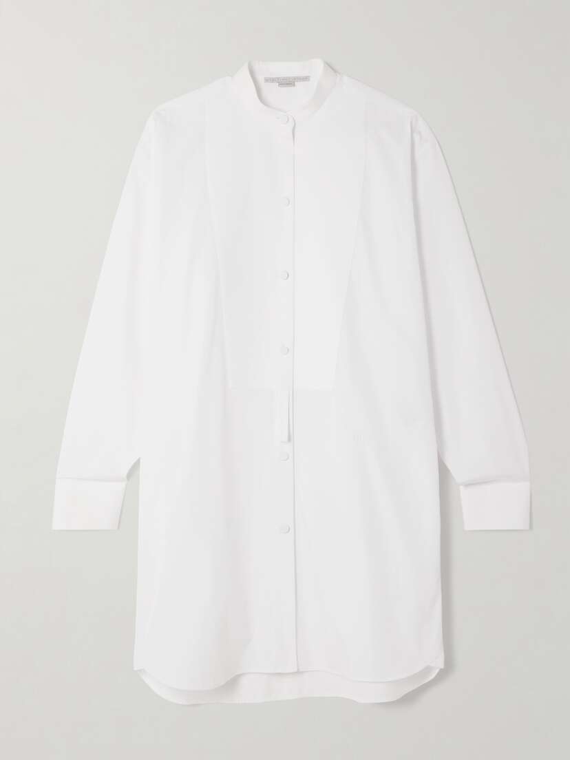 Stella McCartney + Net Sustain Piqué-trimmed Organic Cotton-poplin Mini Shirt Dress
