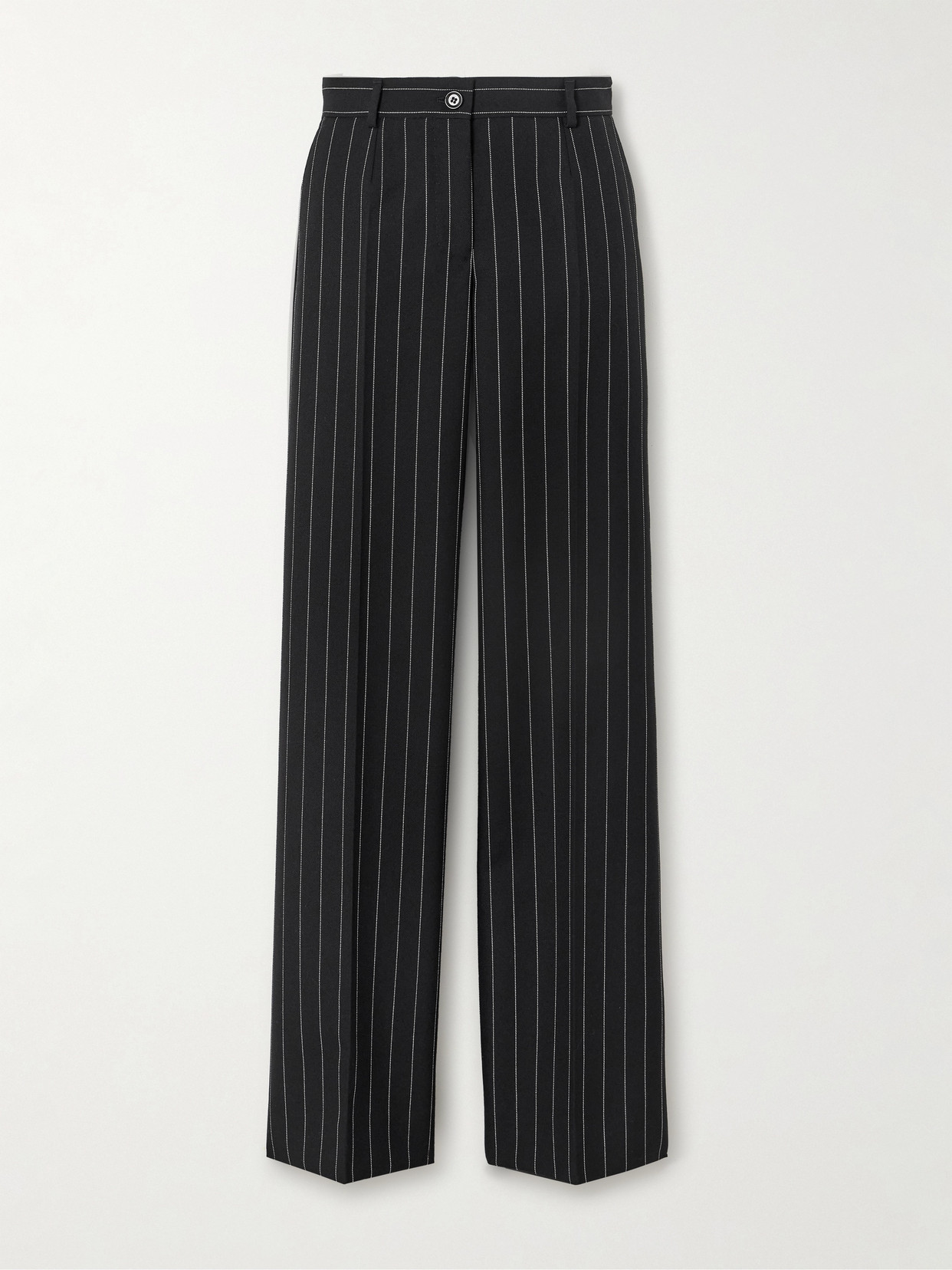 Dolce & Gabbana Pinstriped Wool Wide-leg Pants In Black